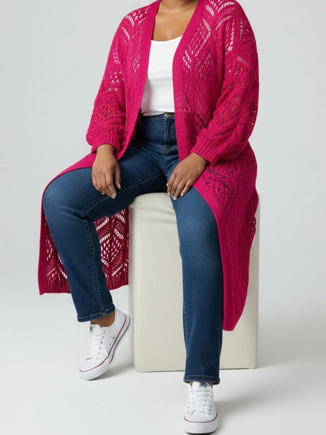 Strickmantel mit Muster in pink