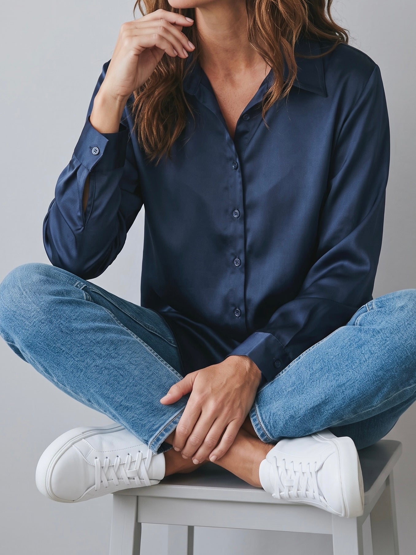 Glanz - Bluse mit Seide in 2 Farben