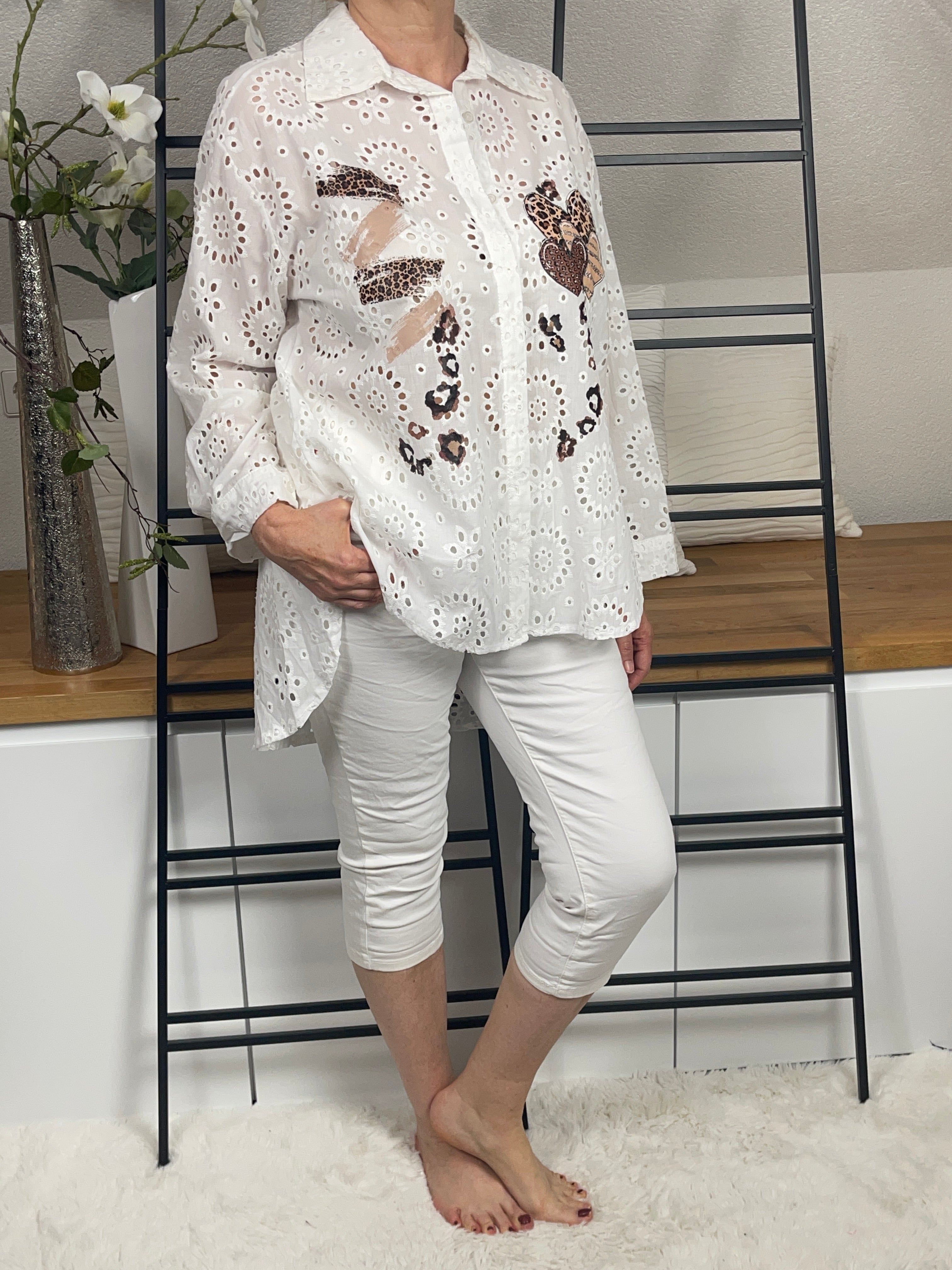 Damen - Bluse „Boho“ mit Stickerei Einheitsgröße Gr. 38 - 44