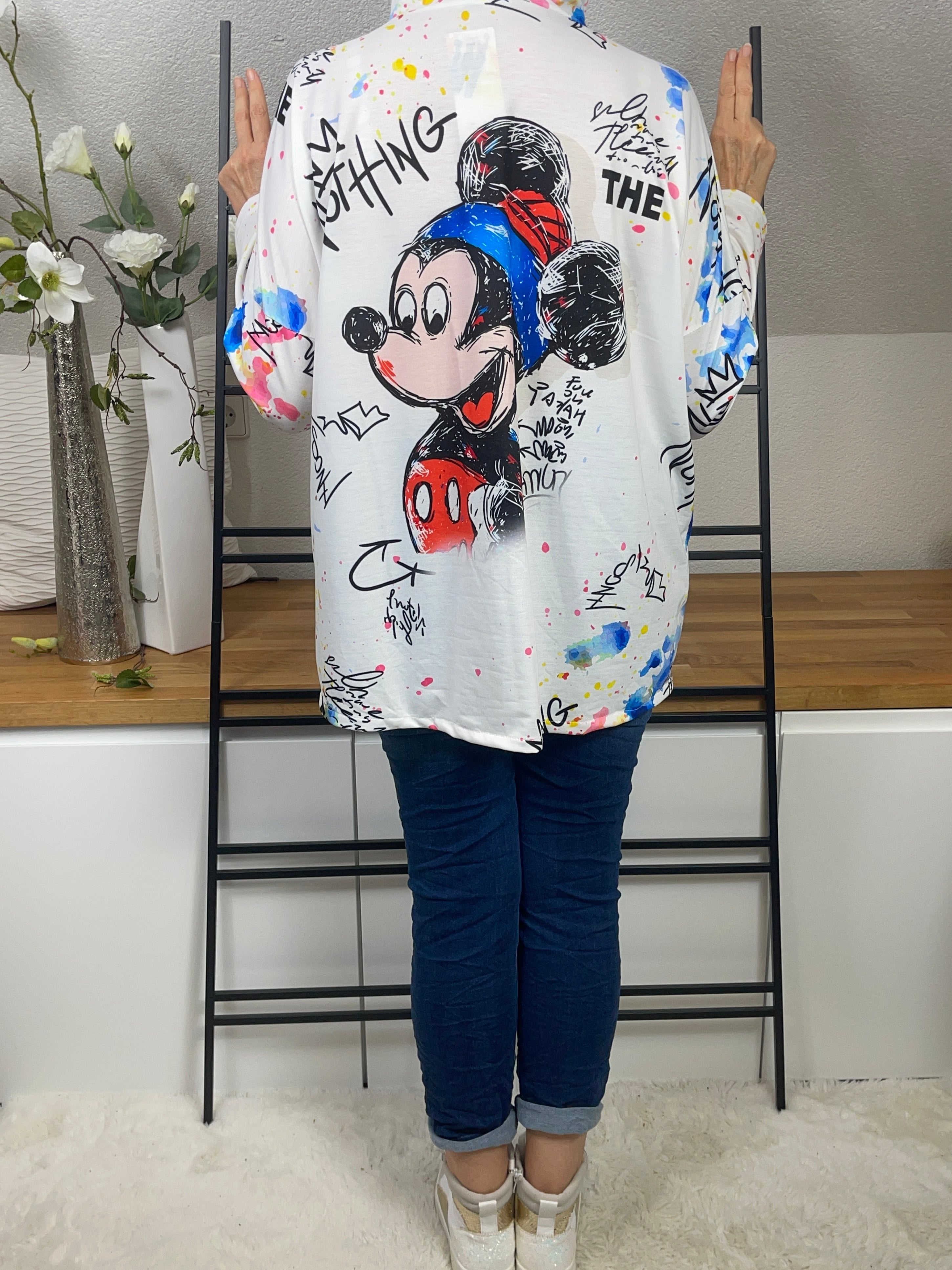 Edle leichte Damen Blusen  - Jacke „Mickey“ mit Kapuze Einheitsgrösse Gr. 38 - 44 in 3 Varianten