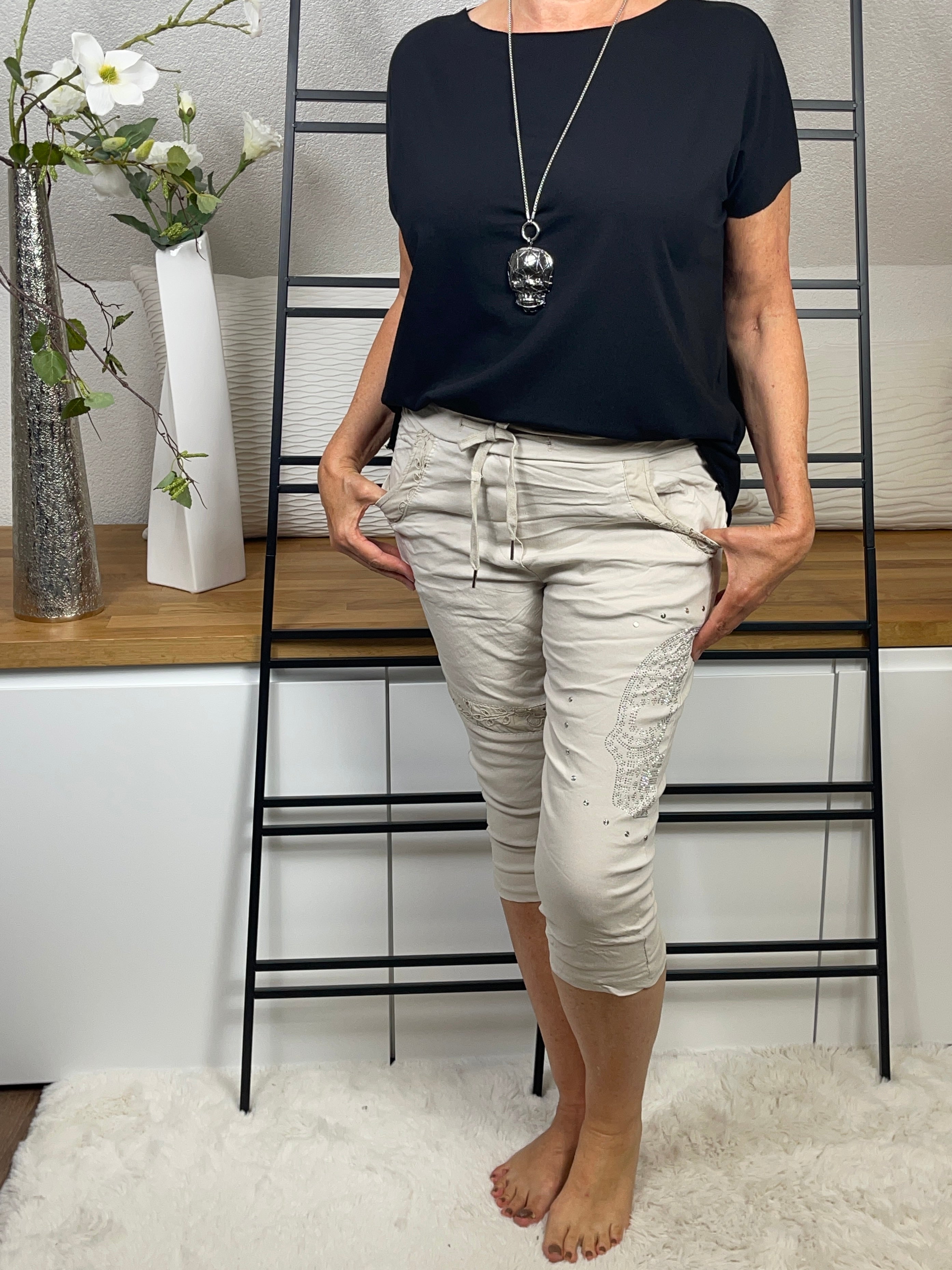 Damen  3/4 Jogpant „Skull“ Einheitsgrösse Gr. 36 - 42 in 2 Farben