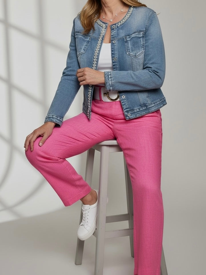 Schicke Hose mit Kordelzug aus „Leinen“ in pink