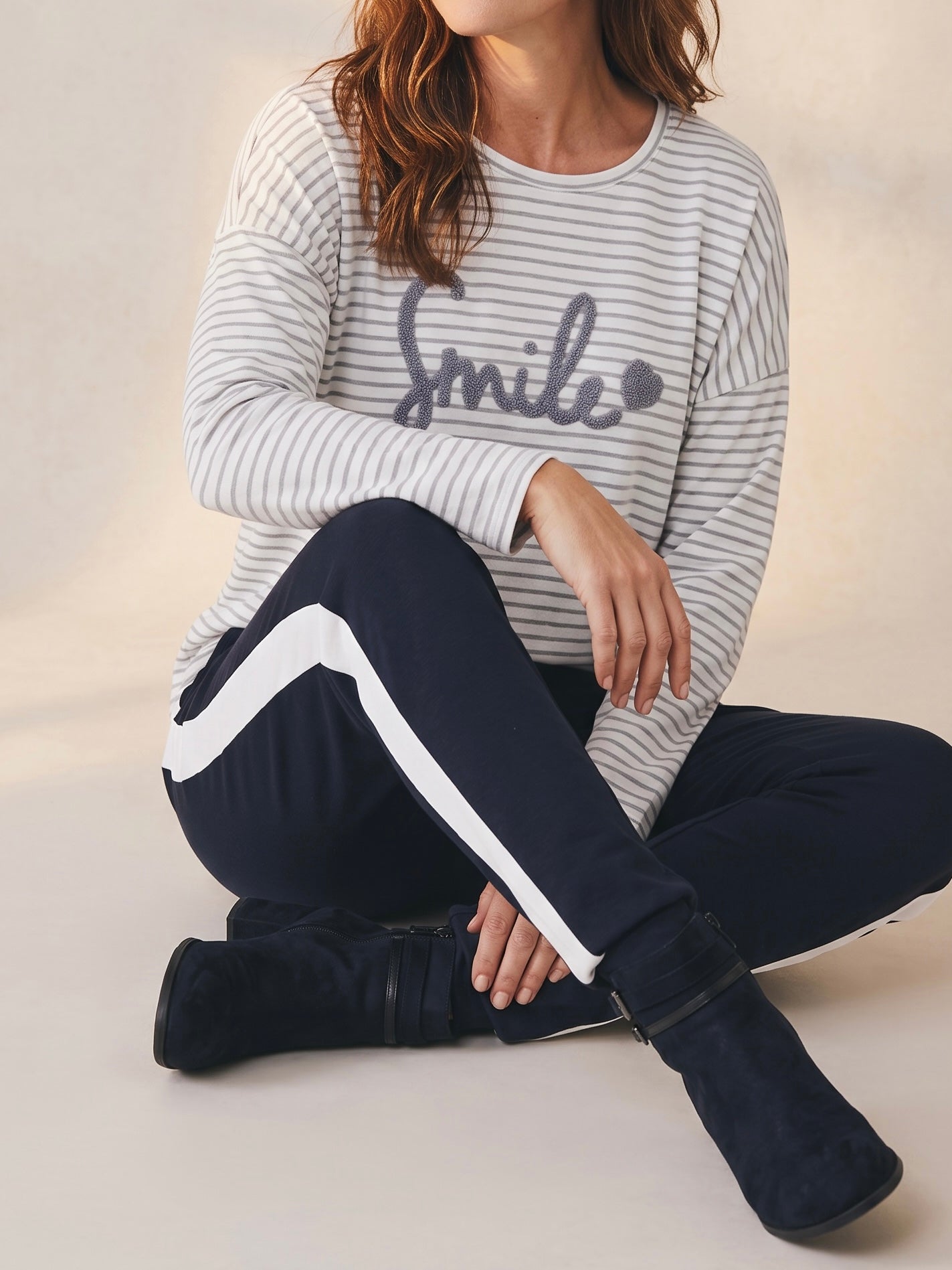 Feinstrick Pullover „Smile“ „Esvivid“ in weiß - hellgrau