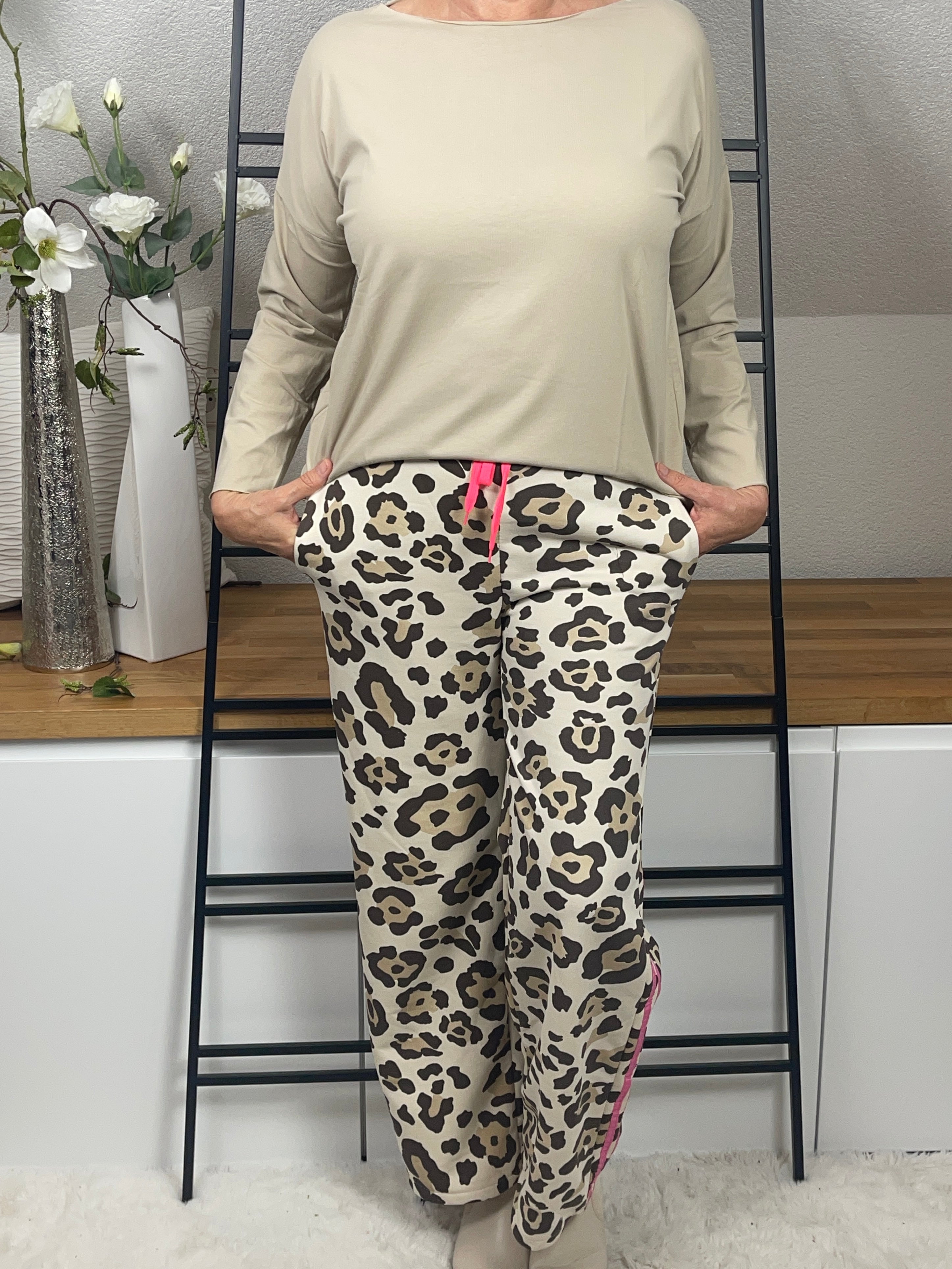 Damen - Jogpant mit „Animalprint“ Einheitsgrösse Gr. 36 - 40 braun - natur