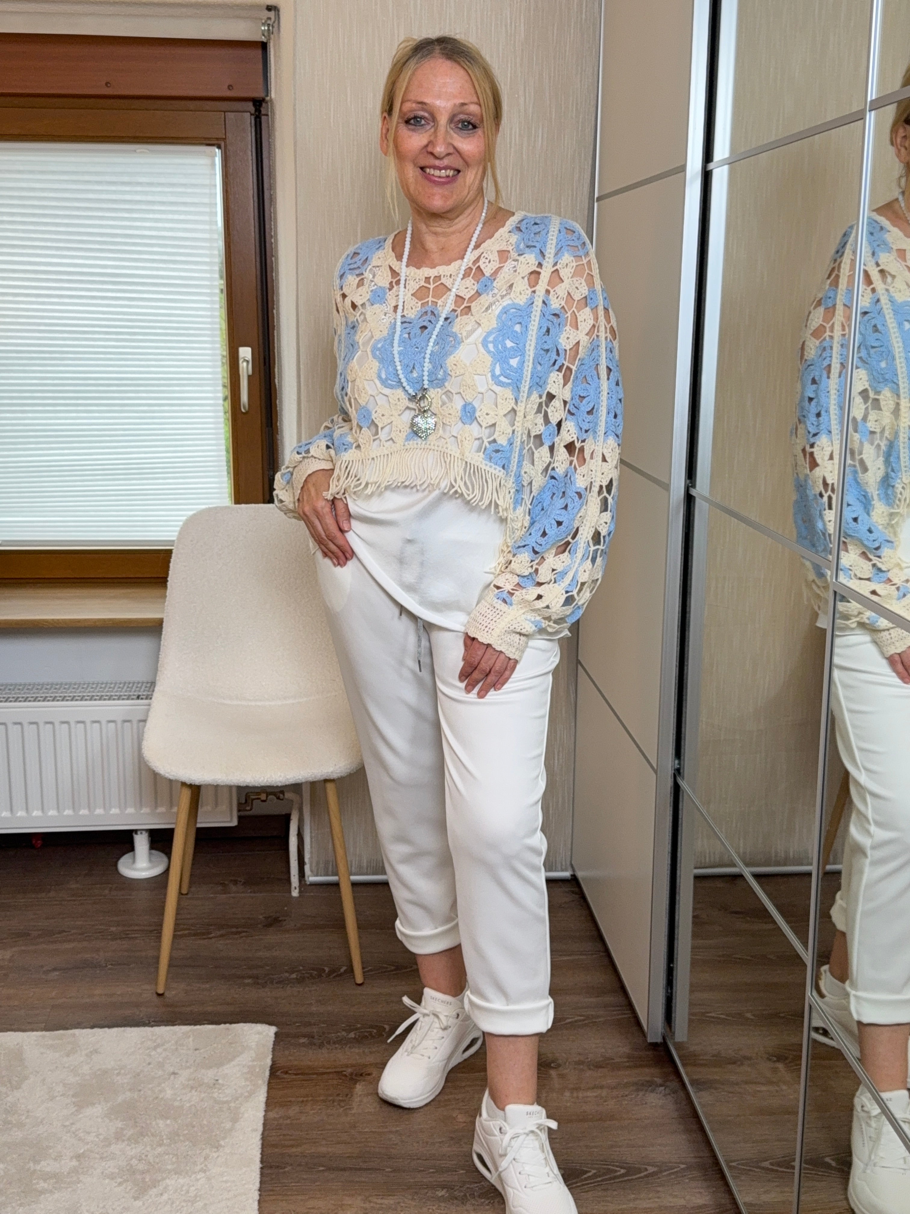 Gehäkelter Überwurf - Poncho „Boho“ Einheitsgrösse Gr. 36 - 44 in 3 Farben