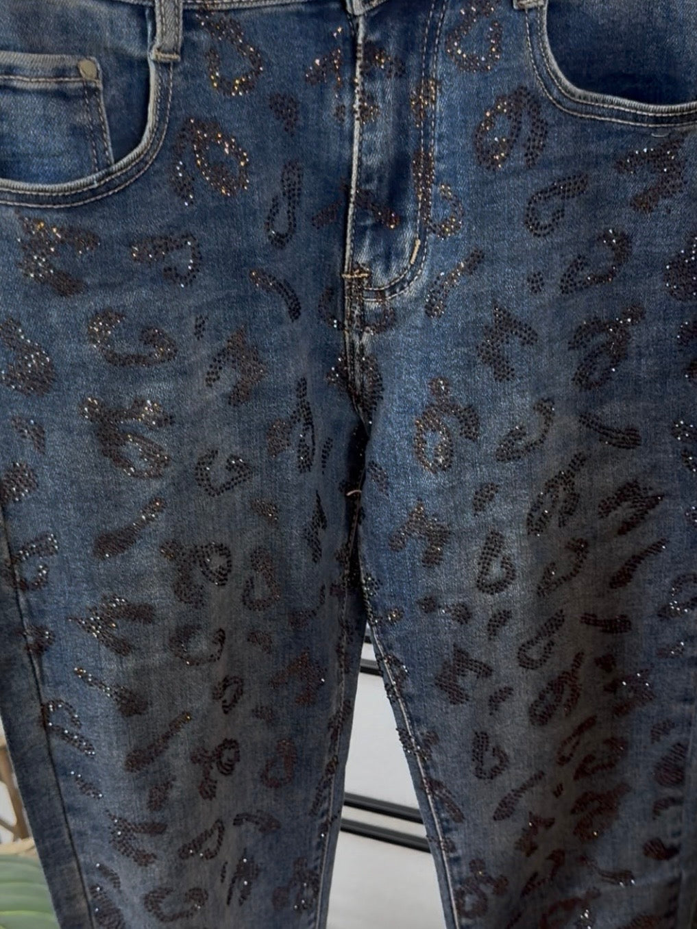 Jeans „Animal“ mit Glitzer in denim