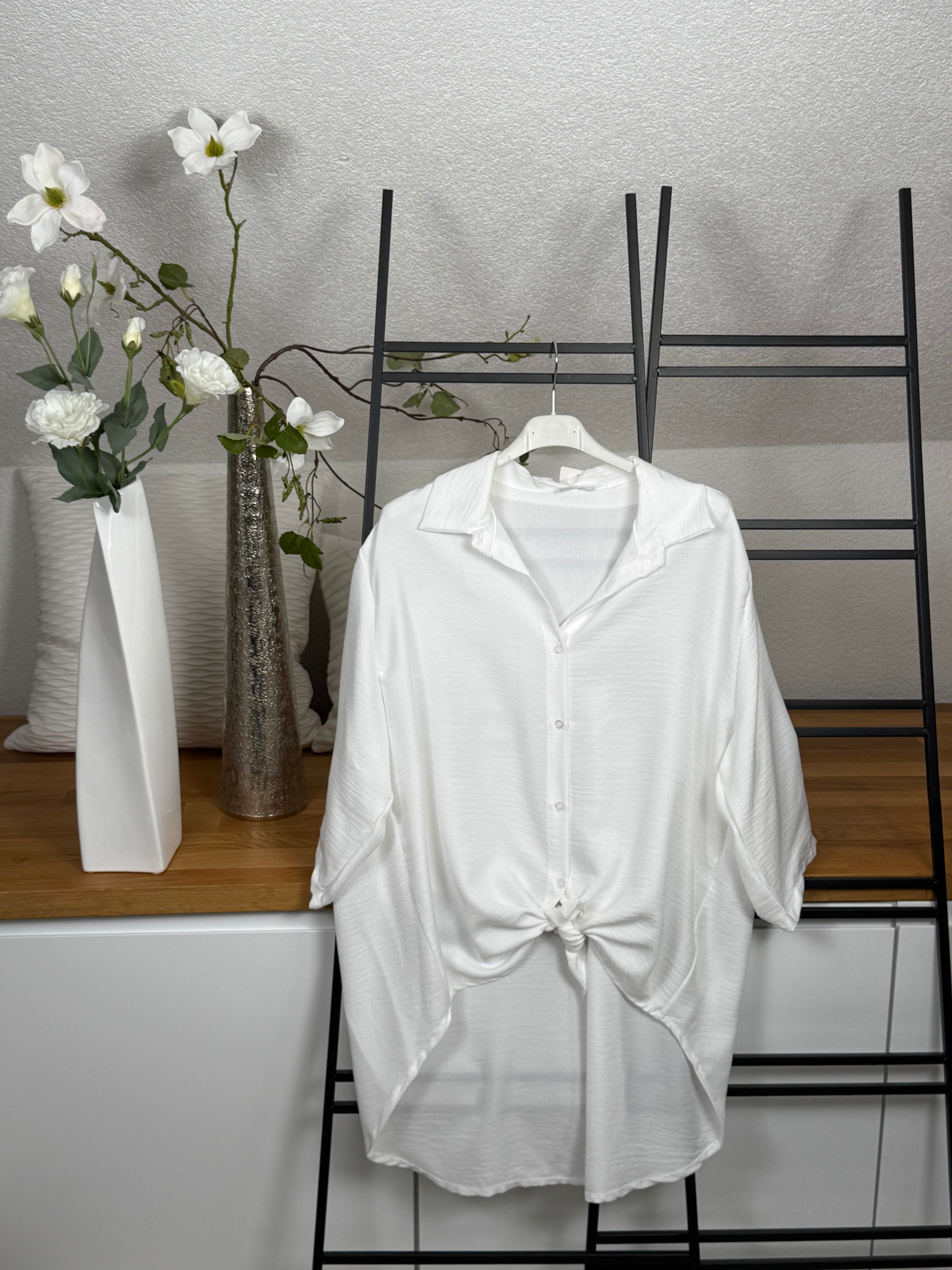 Longbluse mit 3/4 Arm in weiß