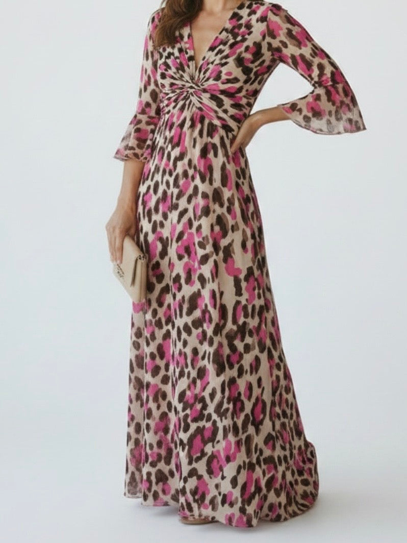 Elegantes Maxikleid mit „Animal Print“ Einheitsgrösse Gr. 36 - 42 in 2 Farben
