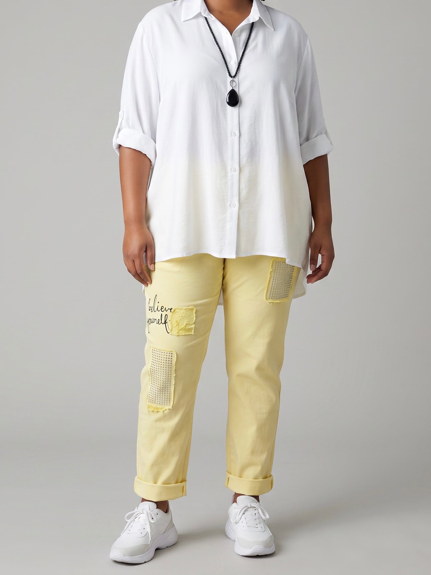 Longbluse mit 3/4 Arm in weiß