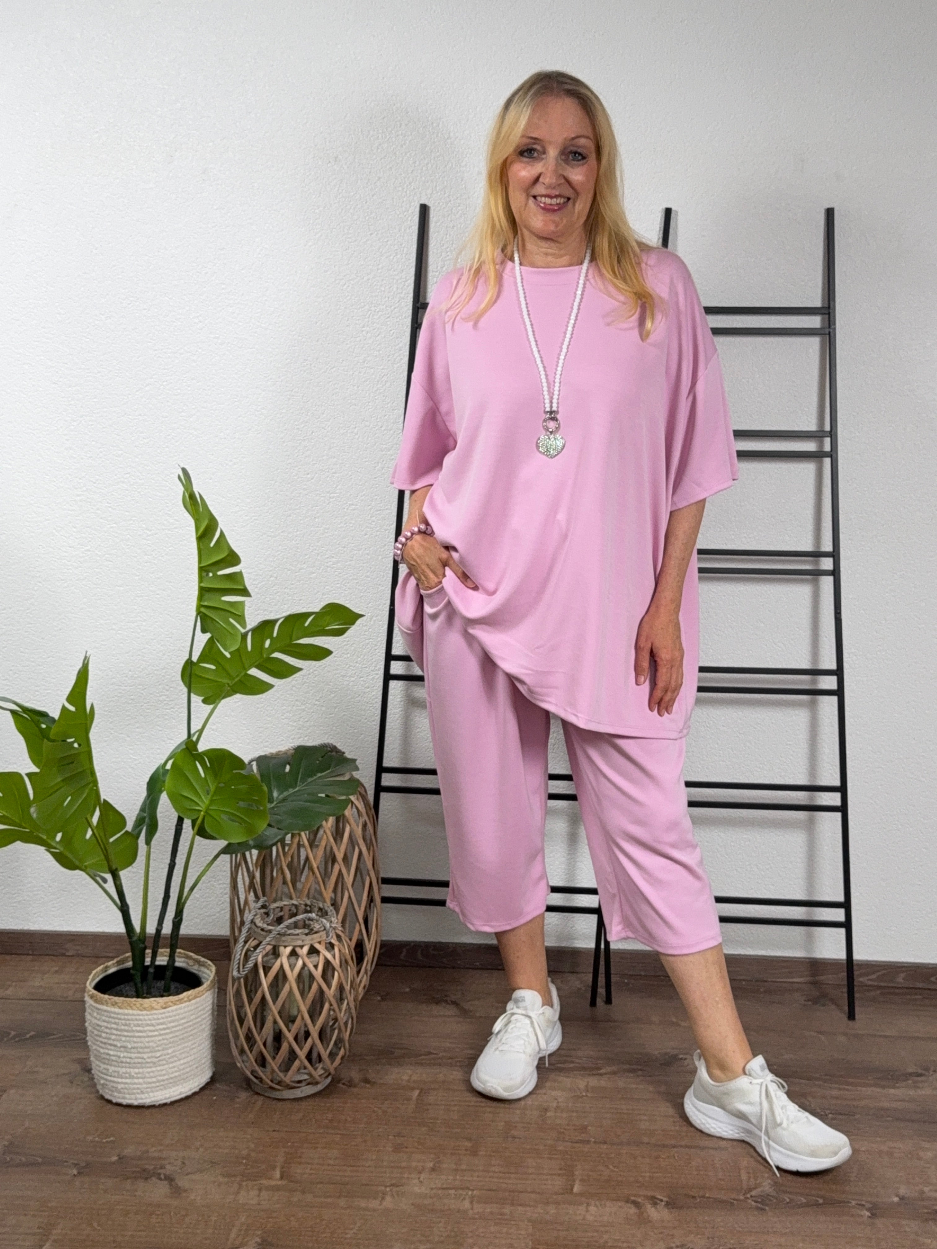 2 tlg. Kombination - „Fluffi“ 3/4 Hose und T - Shirt Einheitsgröße Gr. 44-52 in zwei Farben