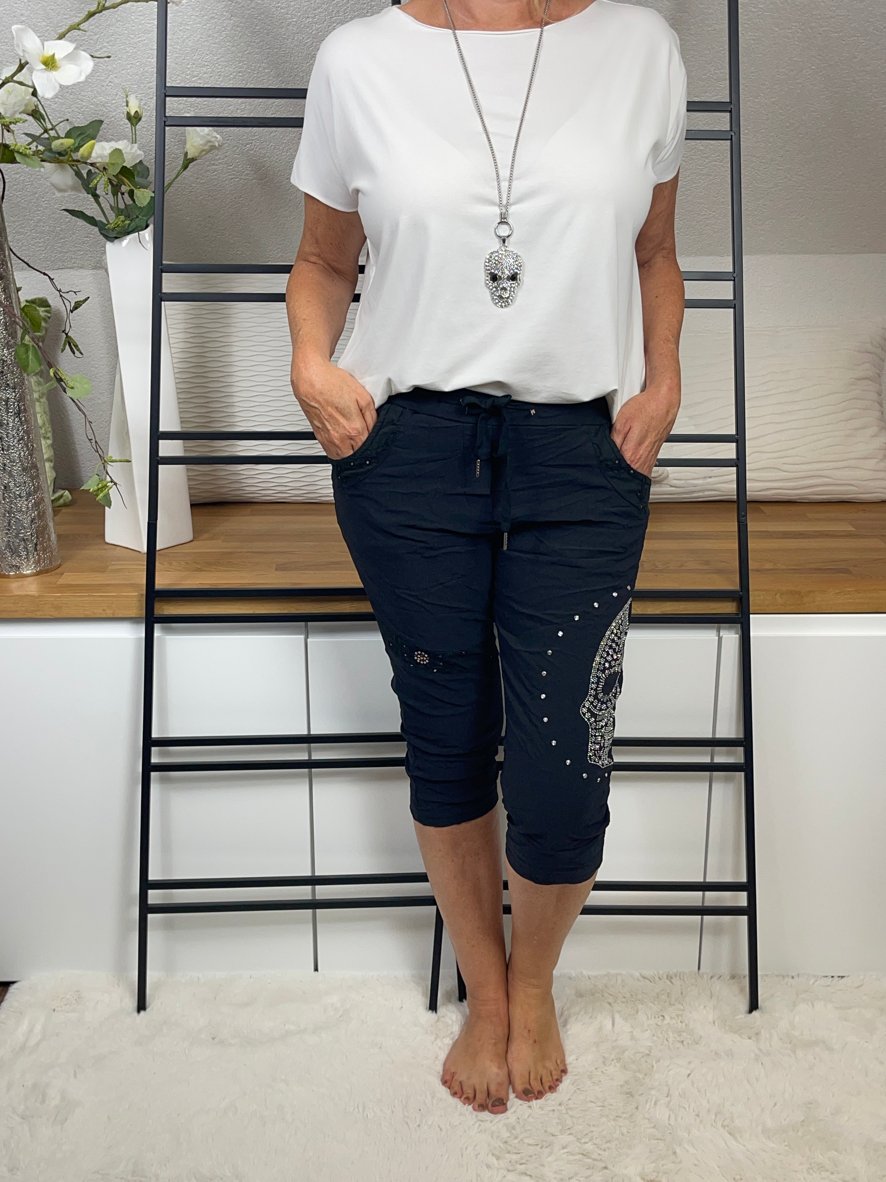 Damen  3/4 Jogpant „Skull“ Einheitsgrösse Gr. 36 - 42 in 2 Farben