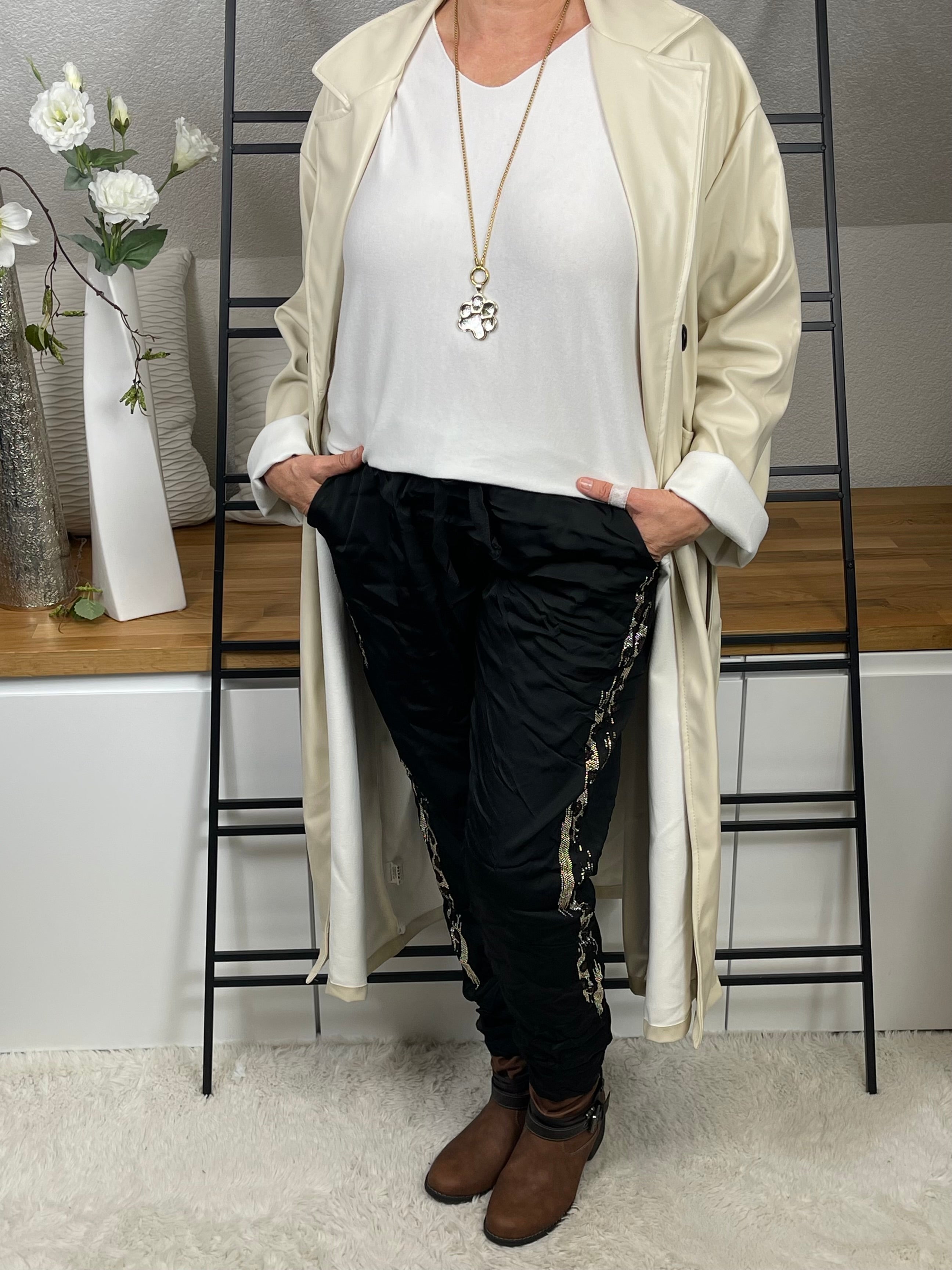 Eleganter Damen Lederimitat - Mantel mit Bindegürtel Einheitsgrösse Gr. 44 - 52 in 2 Farben