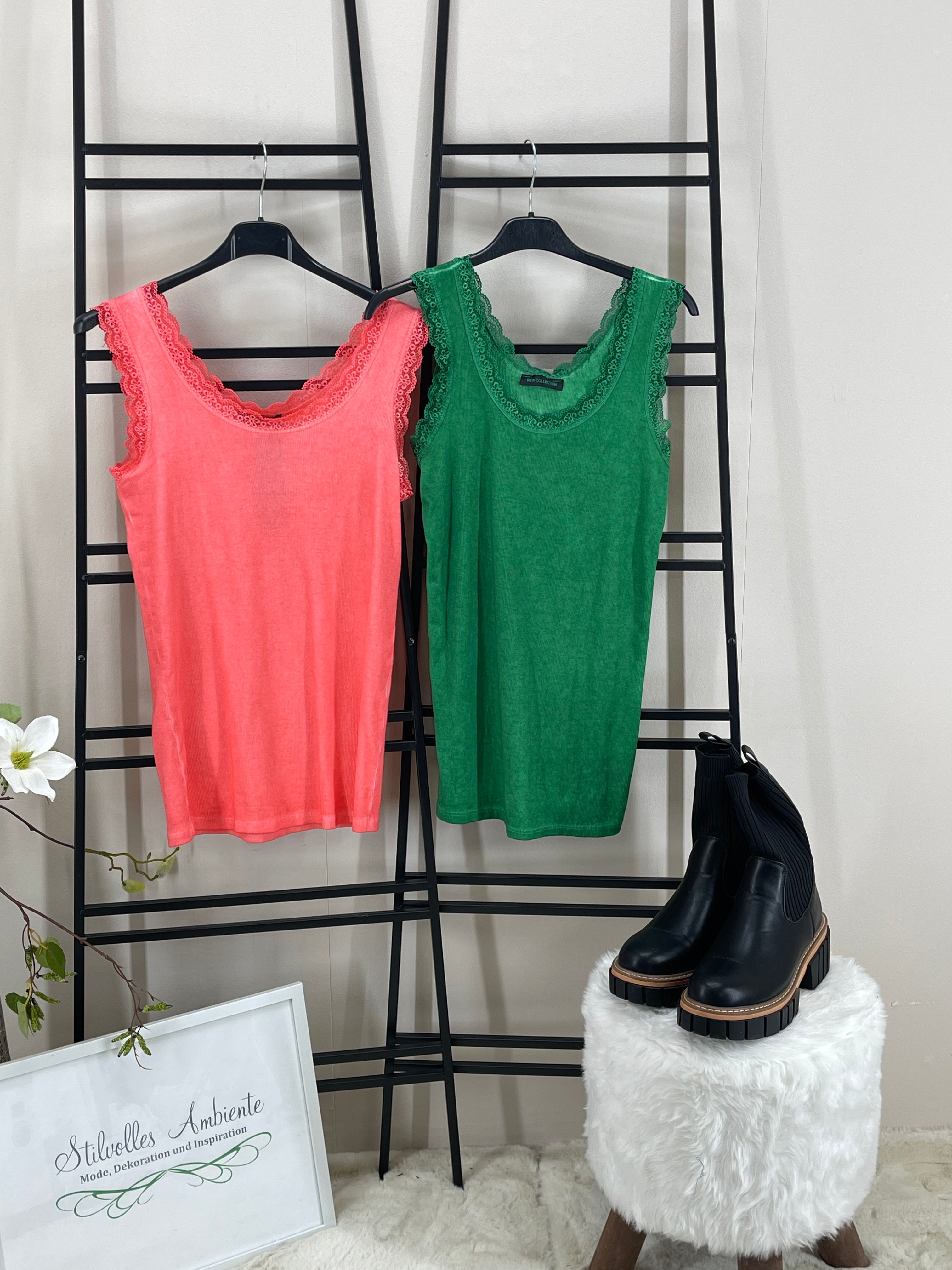 !!!!KEINE RETOURE MÖGLICH!!!! Top mit Spitze Einheitsgröße Gr. 36 - 40 in 8 Farben