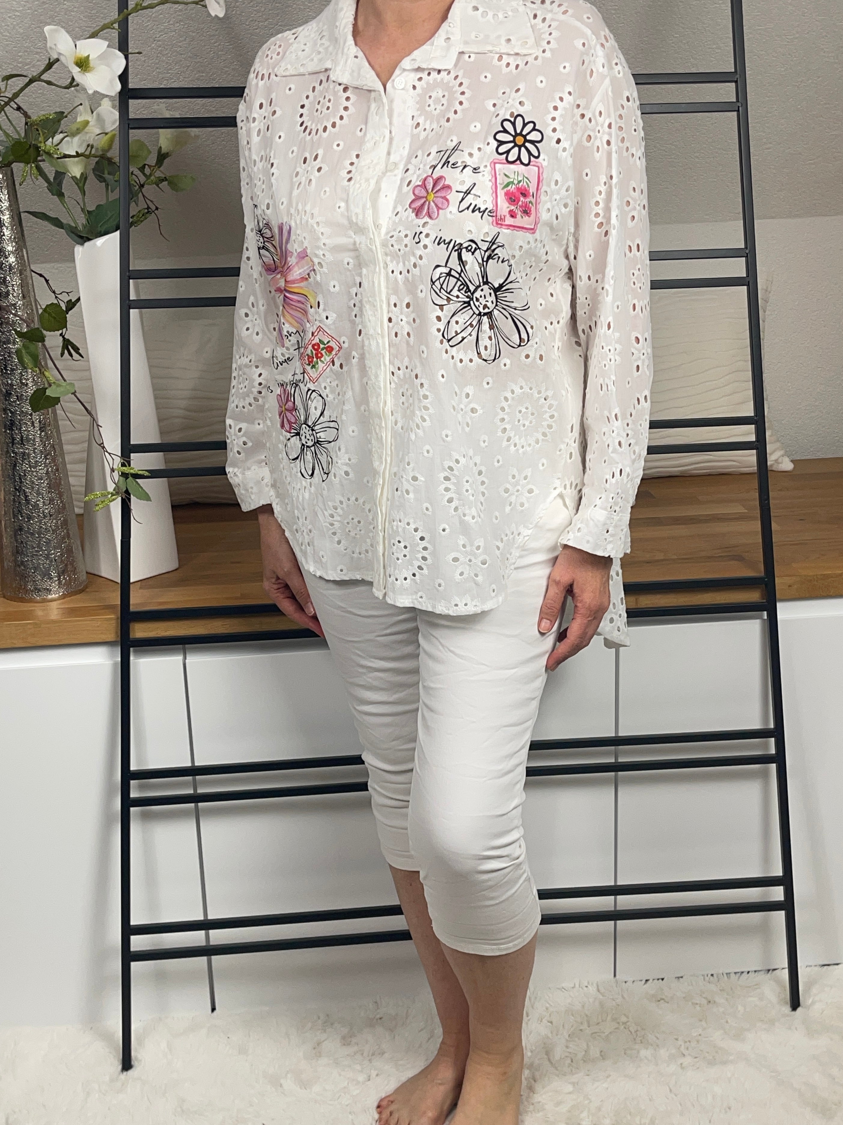 Damen - Bluse „Boho“ mit Stickerei Einheitsgröße Gr. 38 - 44