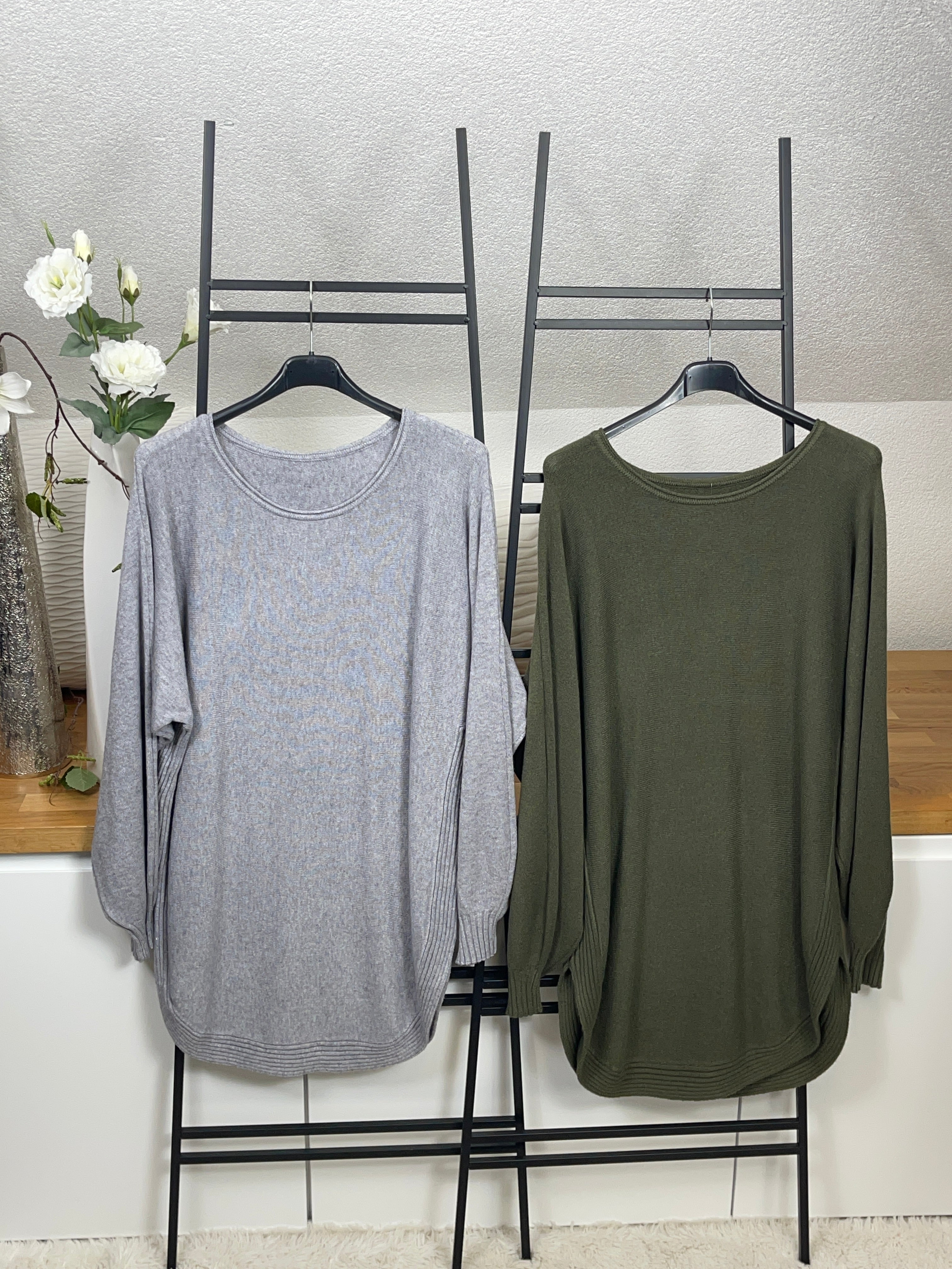 Hochwertiger Damen Feinstrick  - Long - Pullover Einheitsgrösse Gr. 38 - 44 in 5 Farben