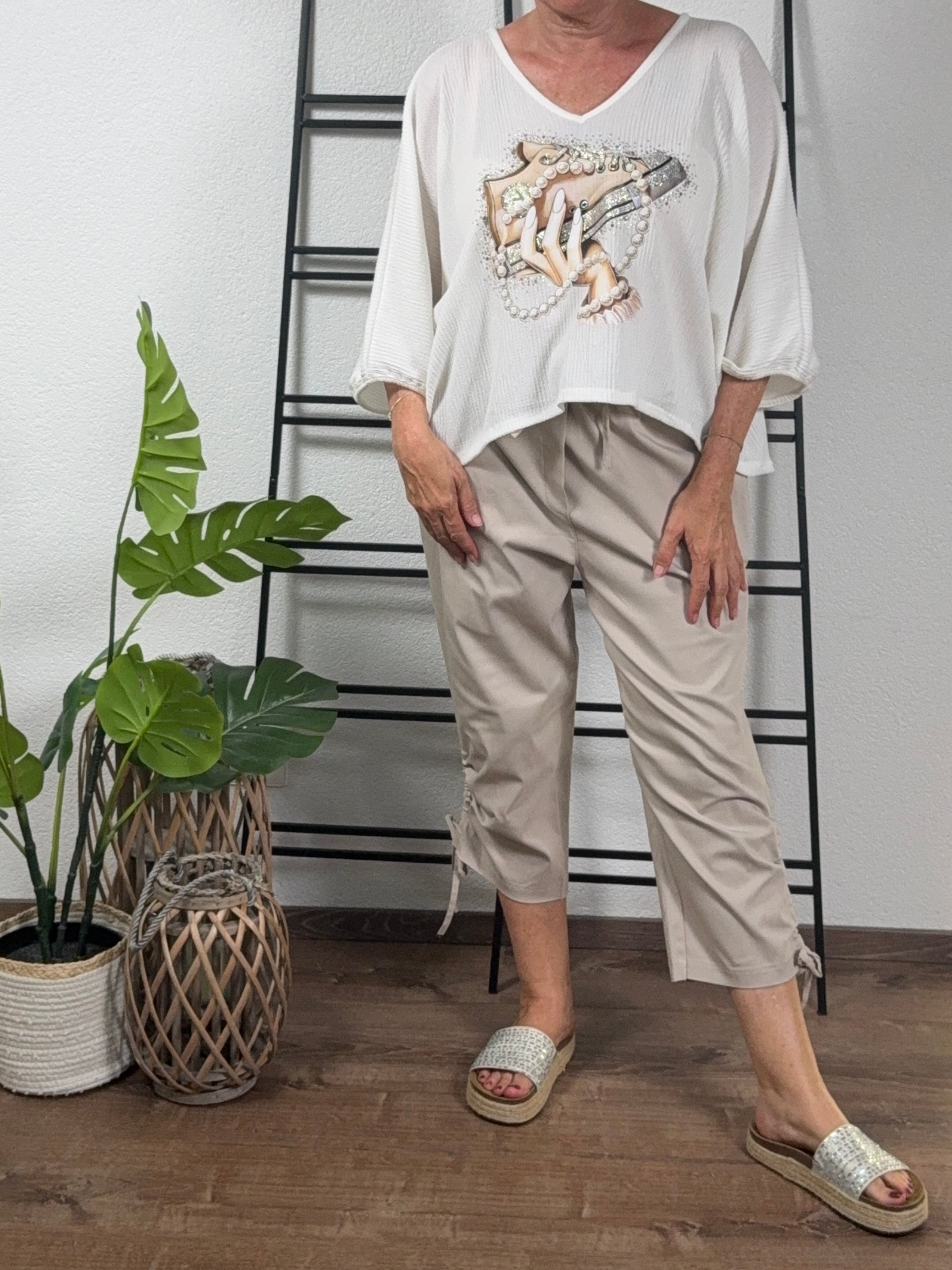 V - Poncho - „Allrounder“ mit Sneakern und Glitzer Einheitsgrösse Gr. 38 - 48 in weiß - natur