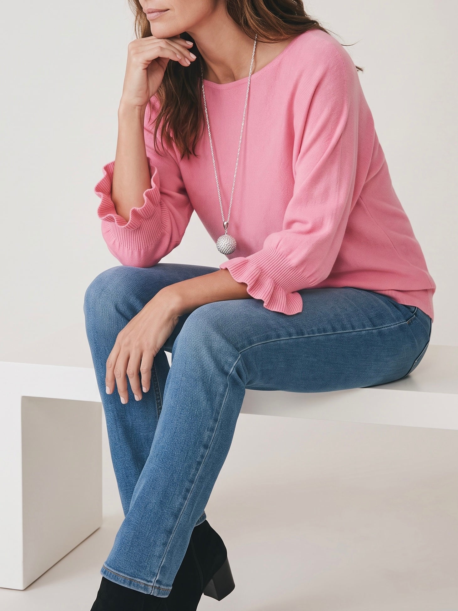 Feinstrick - Pullover mit Arm in 2 Farben