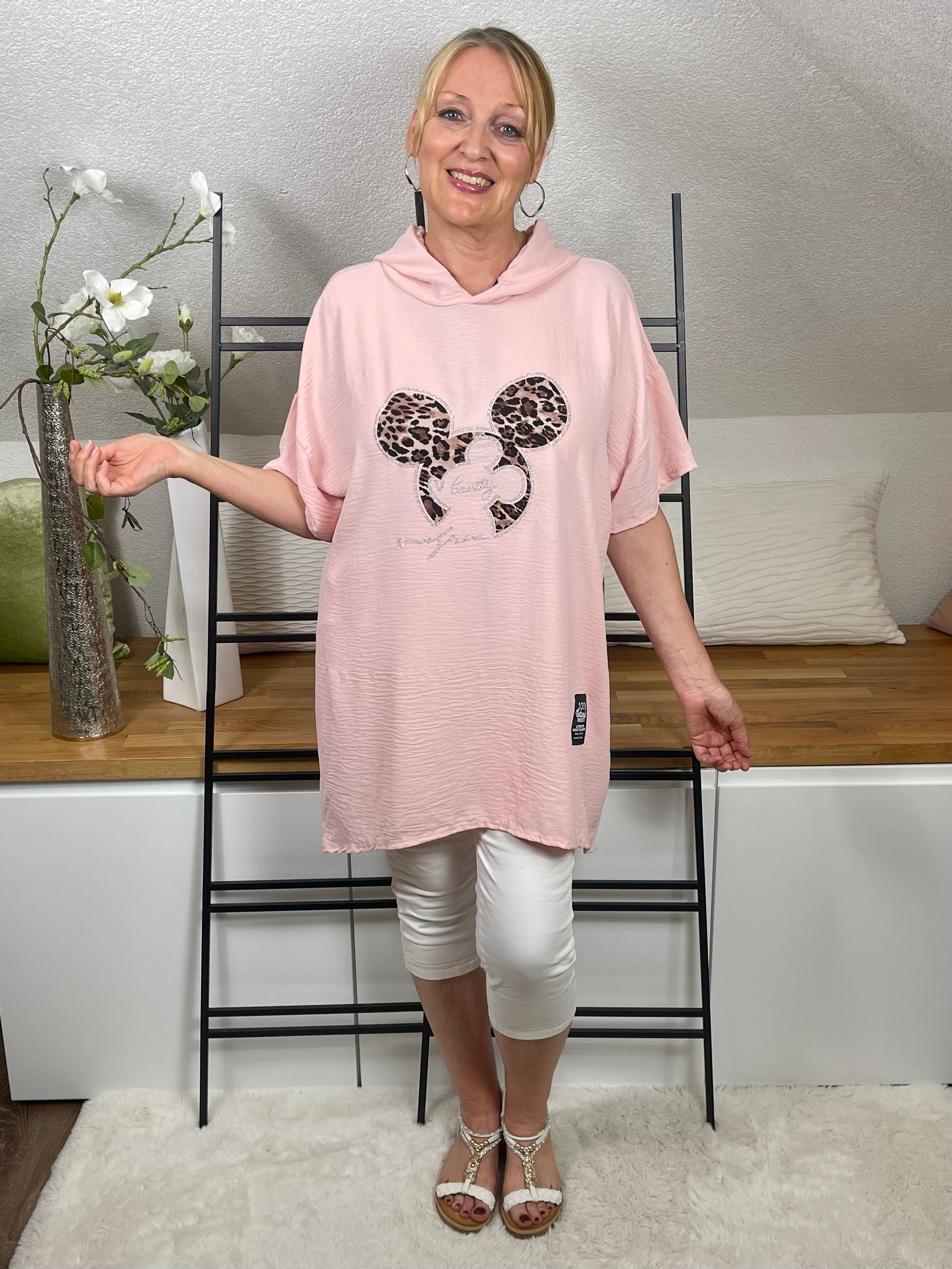 !!!!KEINE RETOURE MÖGLICH!!!! Damen Hoodie Shirt „Mickey“ mit „Animal - Print“ Einheitsgröße Gr. 42 - 48+ in 3 Farben