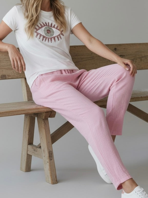 Musselin Hose mit elastischem Bund in 4 Farben