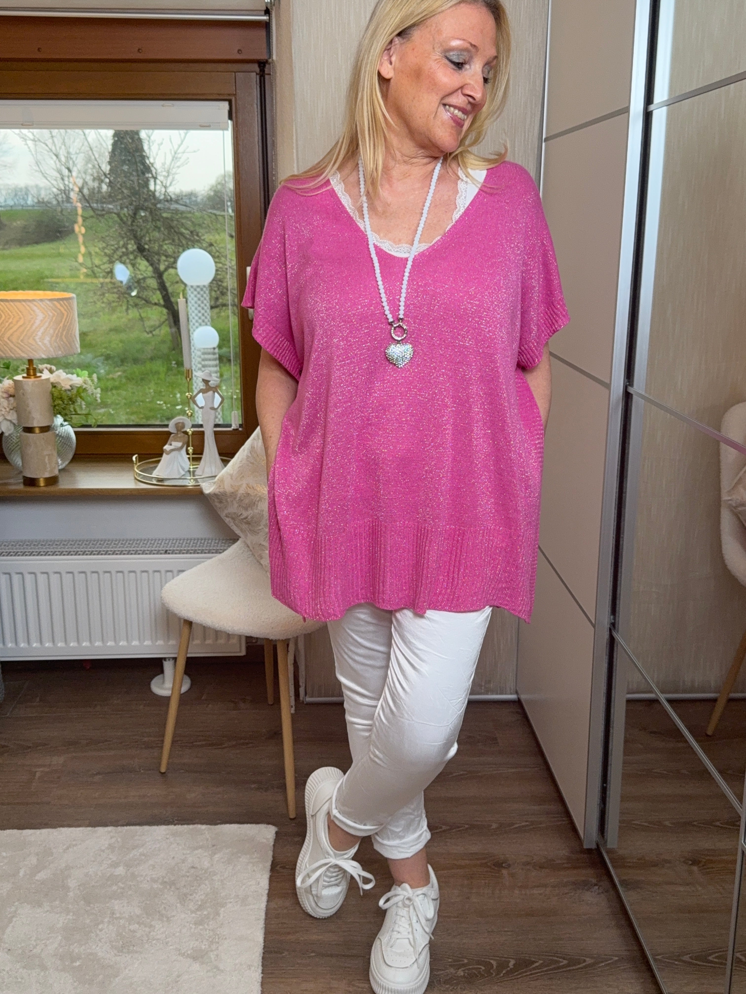 Poncho - Überzieh - „Allrounder“ Einheitsgrösse Gr. 38 - 46 in pink