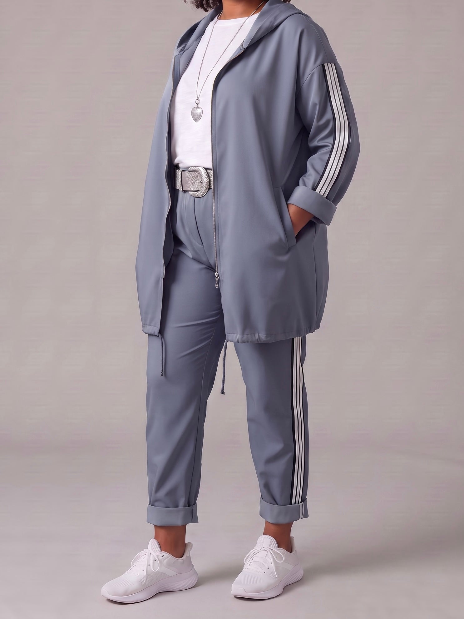 2 tlg. Kombination - Hose mit elastischem Bund und Jacke mit Kapuze in 3 Farben