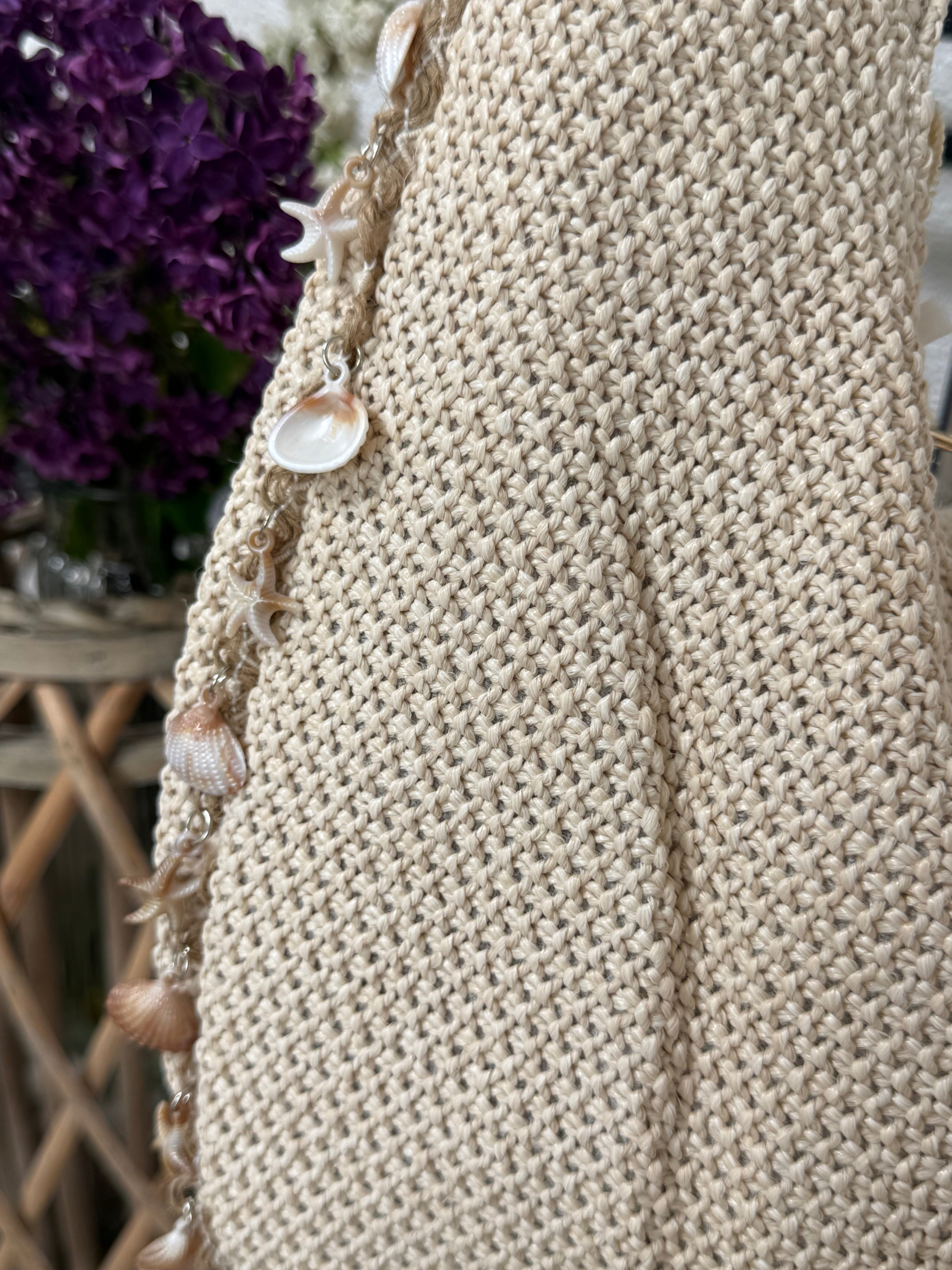 Muschel - Schulter - Tasche „Boho“ in hellbeige