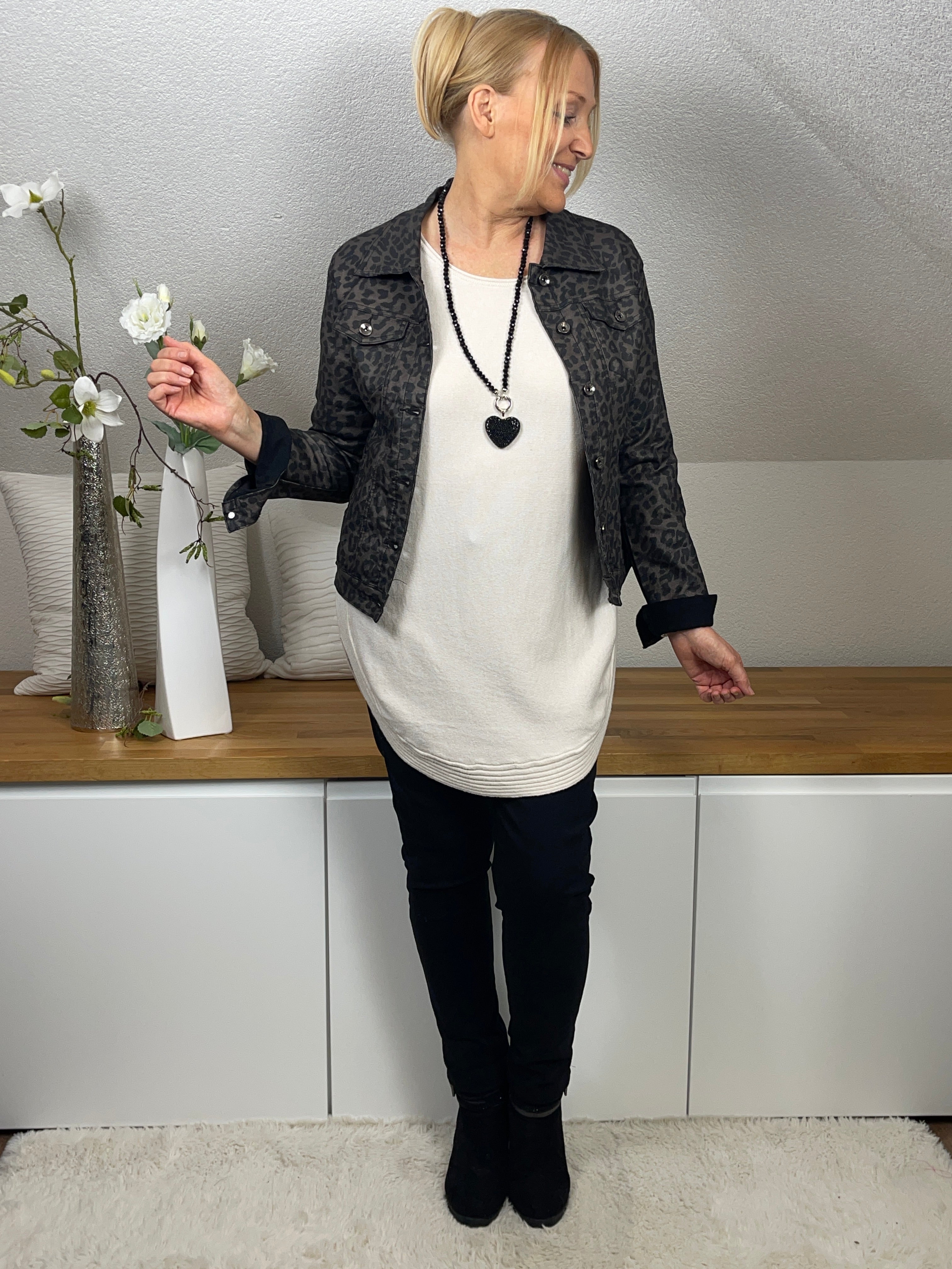 Hochwertiger Damen Feinstrick  - Long - Pullover Einheitsgrösse Gr. 38 - 44 in 5 Farben