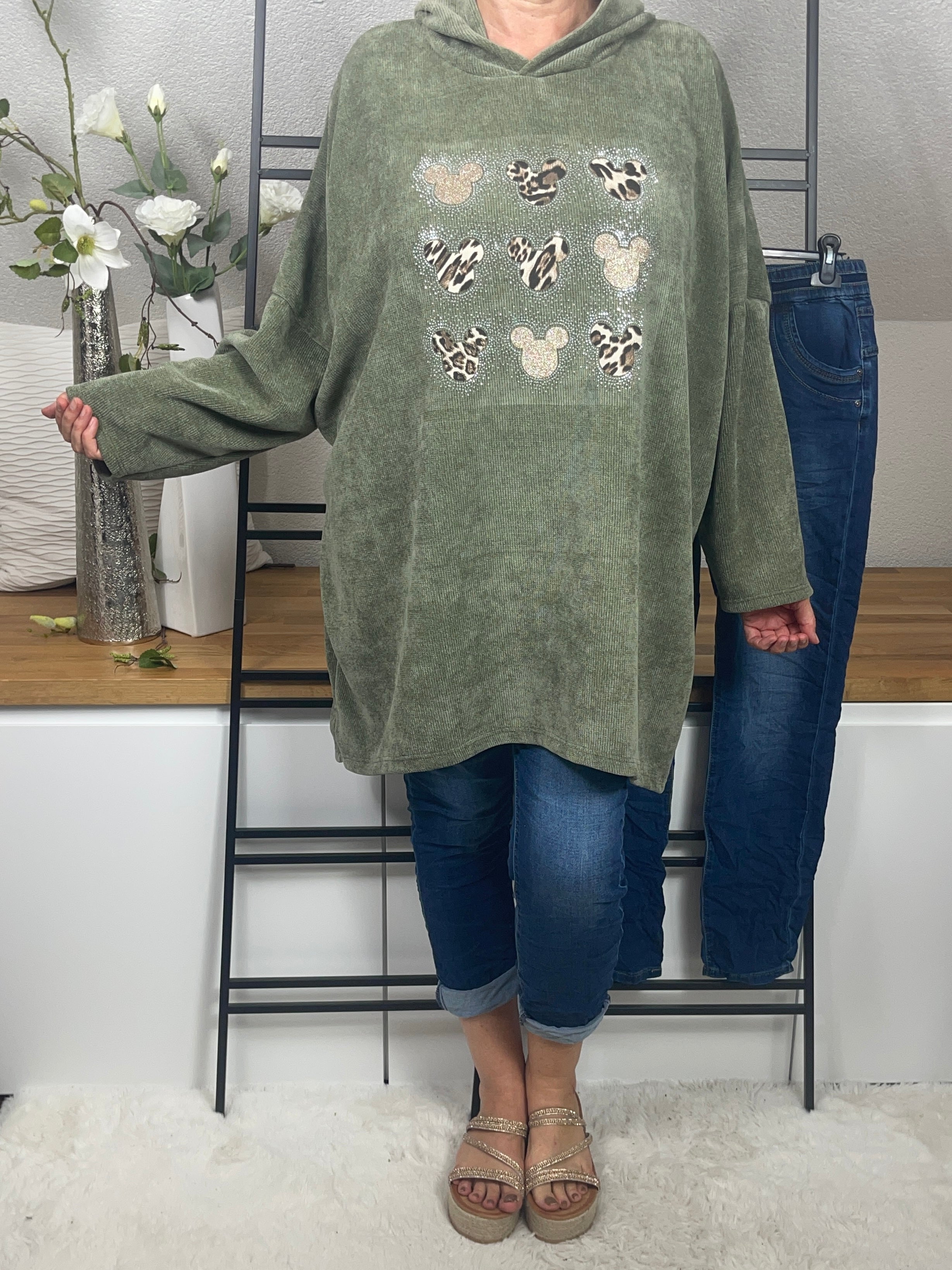 Damen -Hoodie „Mickey“ Einheitsgrösse Gr. 42 - 48 in 5 Farben