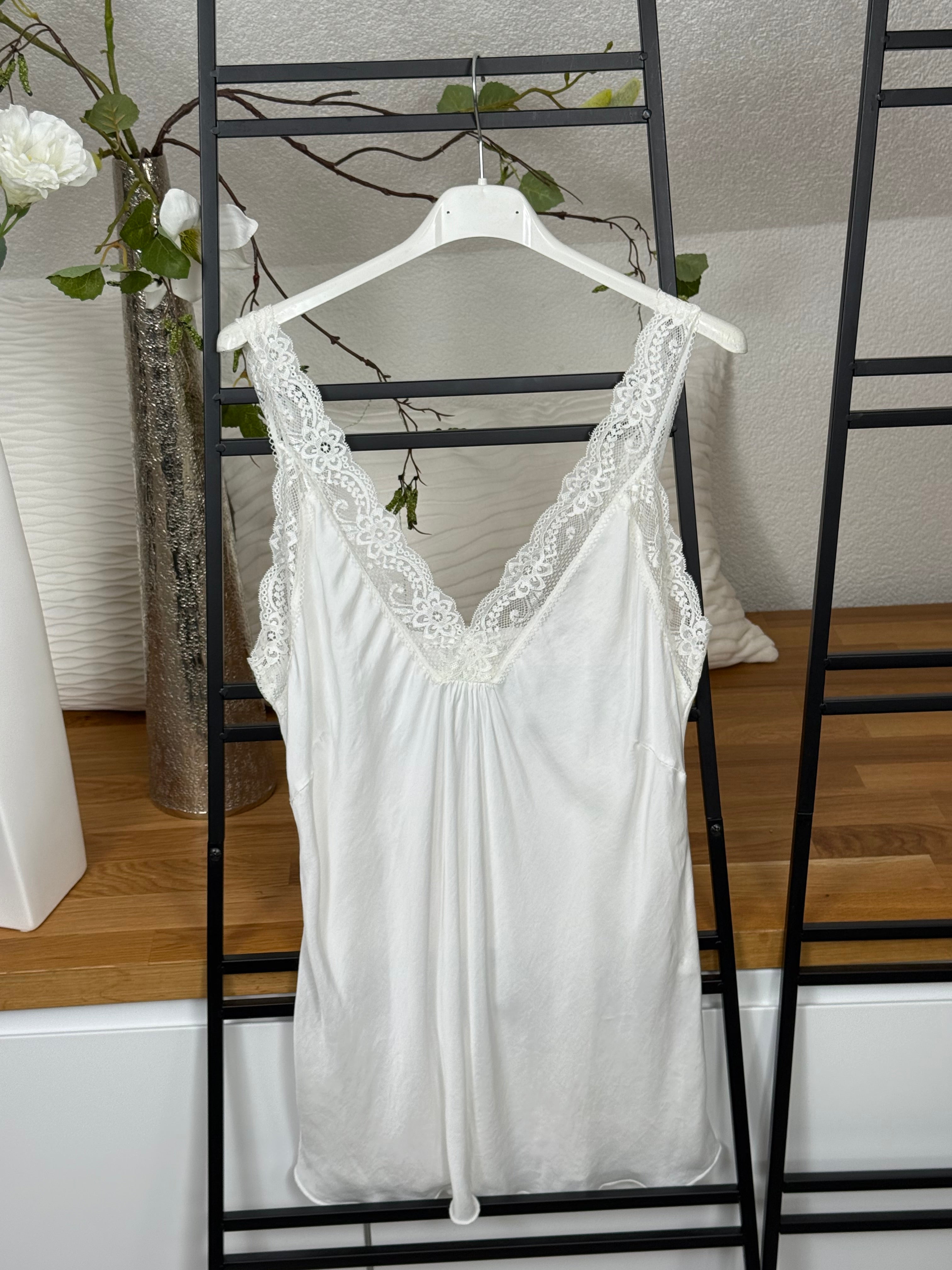Edles Top mit Spitze Einheitsgröße Gr. 38 - 42 in weiß