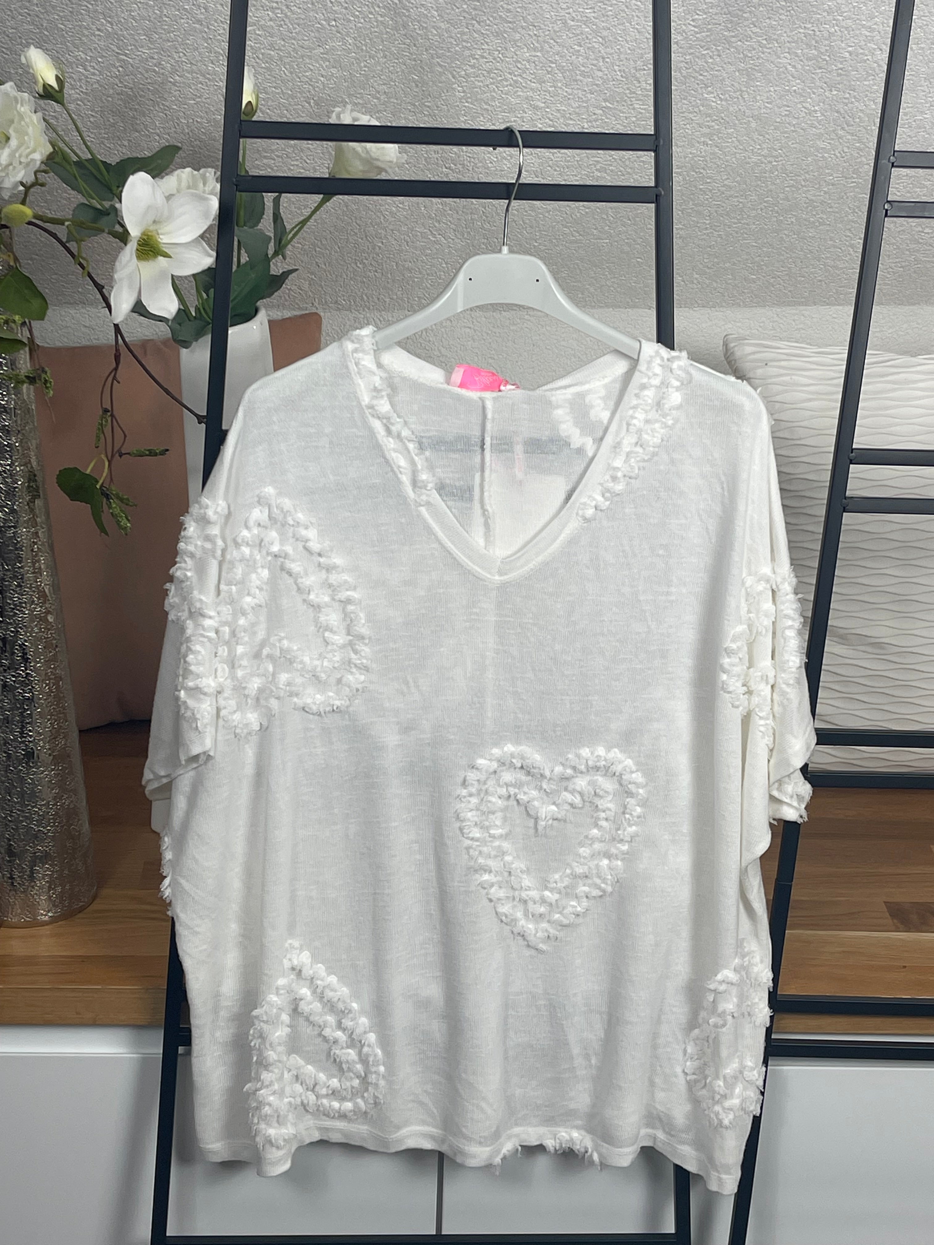 !!!!KEINE RETOURE MÖGLICH!!!! Damen Pullover - Shirt „Herzle“ Einheitsgröße Gr. 38 - 44 in 7 Farben