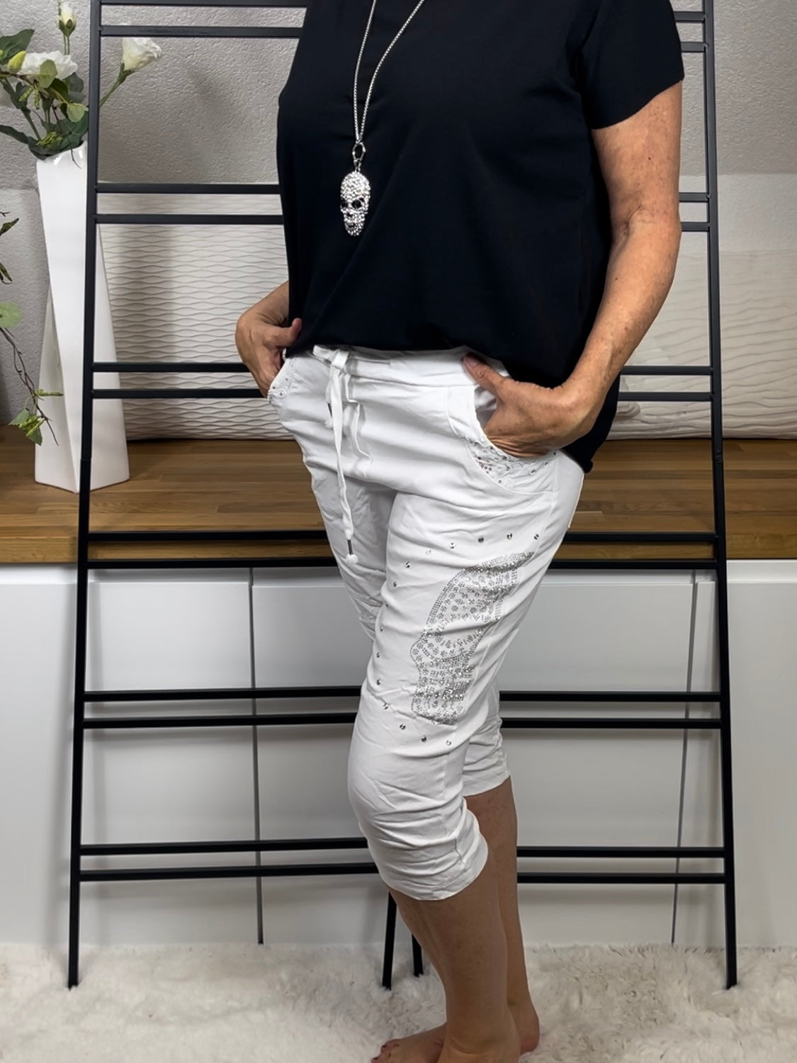 Damen  3/4 Jogpant „Skull“ Einheitsgrösse Gr. 36 - 42 in 2 Farben