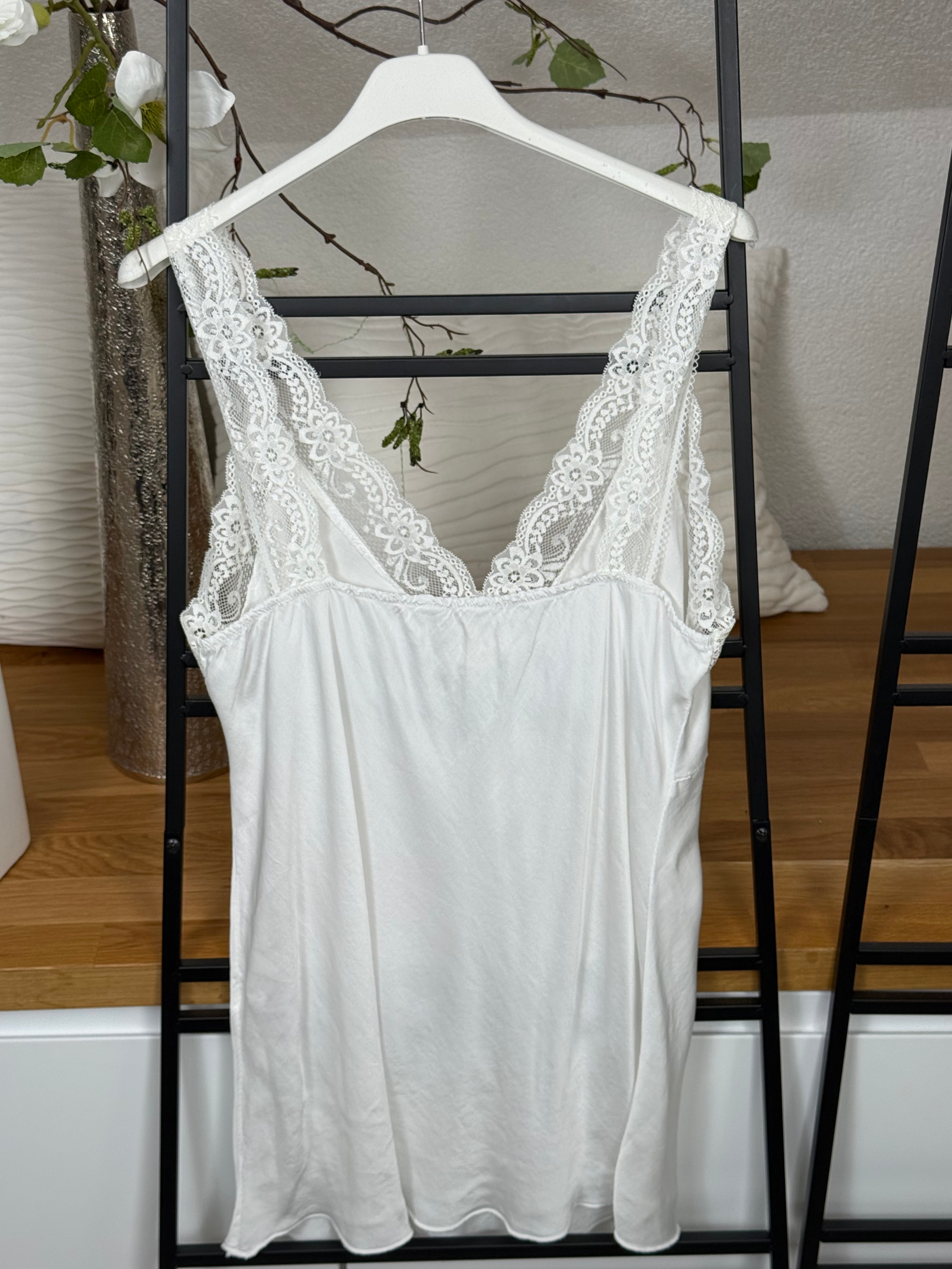 Edles Top mit Spitze Einheitsgröße Gr. 38 - 42 in weiß