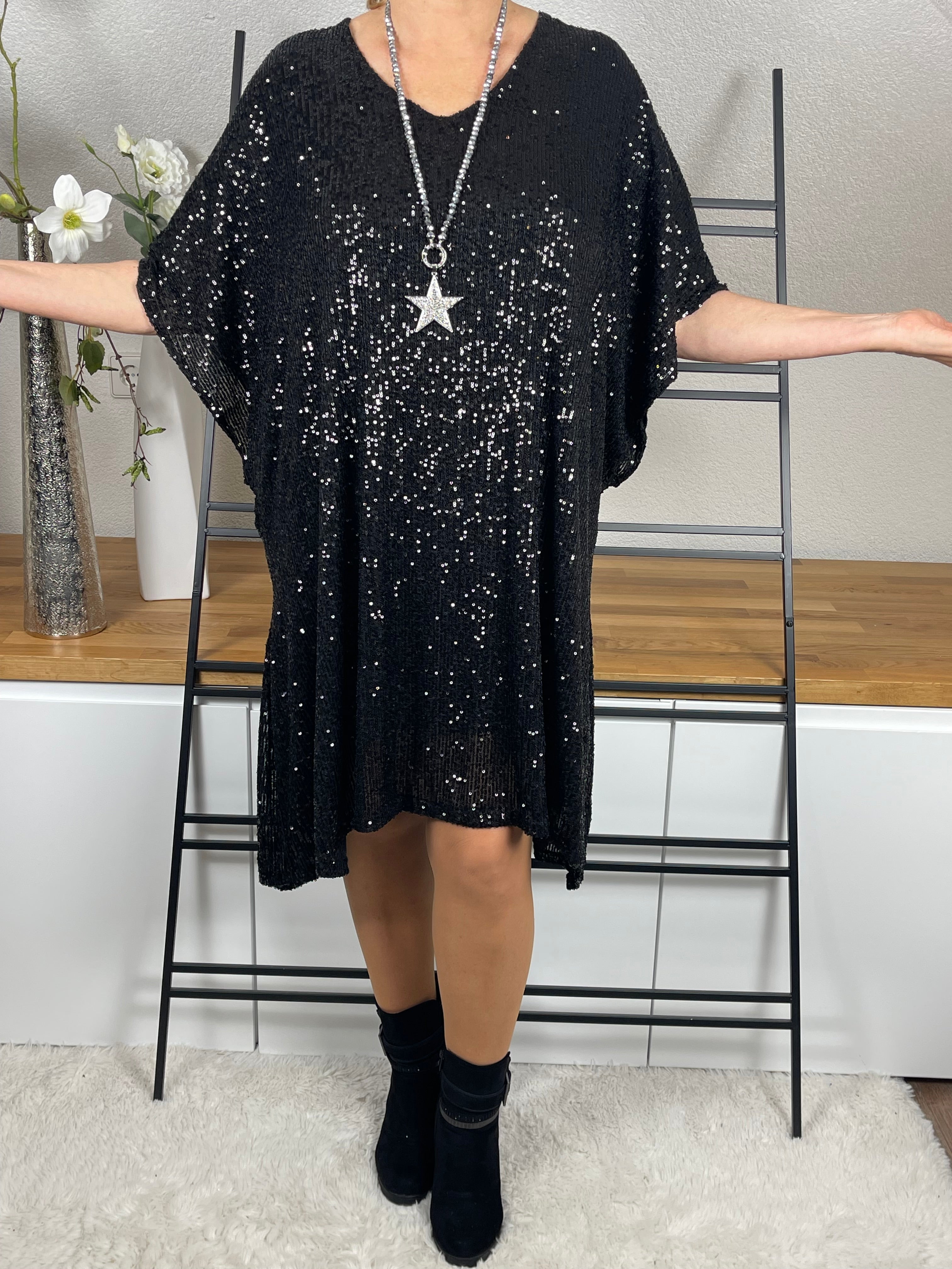 Elegantes Damen - Paillettenkleid Einheitsgröße Gr. 42 - 46/48 in 3 Farben