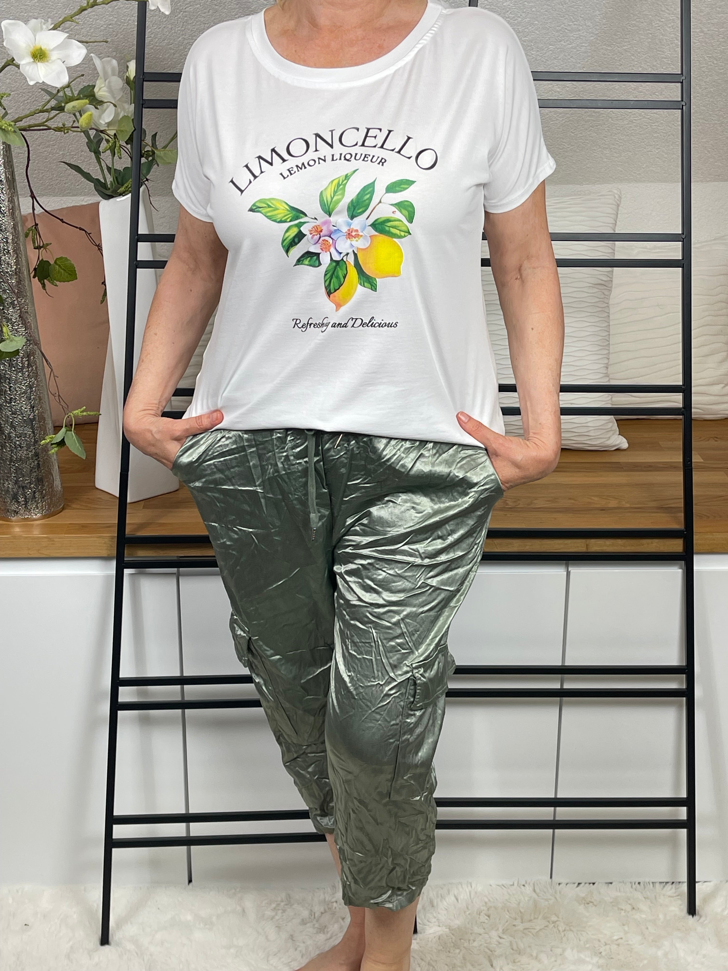 !!!!KEINE RETOURE MÖGLICH!!!!Damen - 3/4 Jogpant „Cargo - Shiney“ Einheitsgrösse Gr. 42 -48+ in 11 Farben