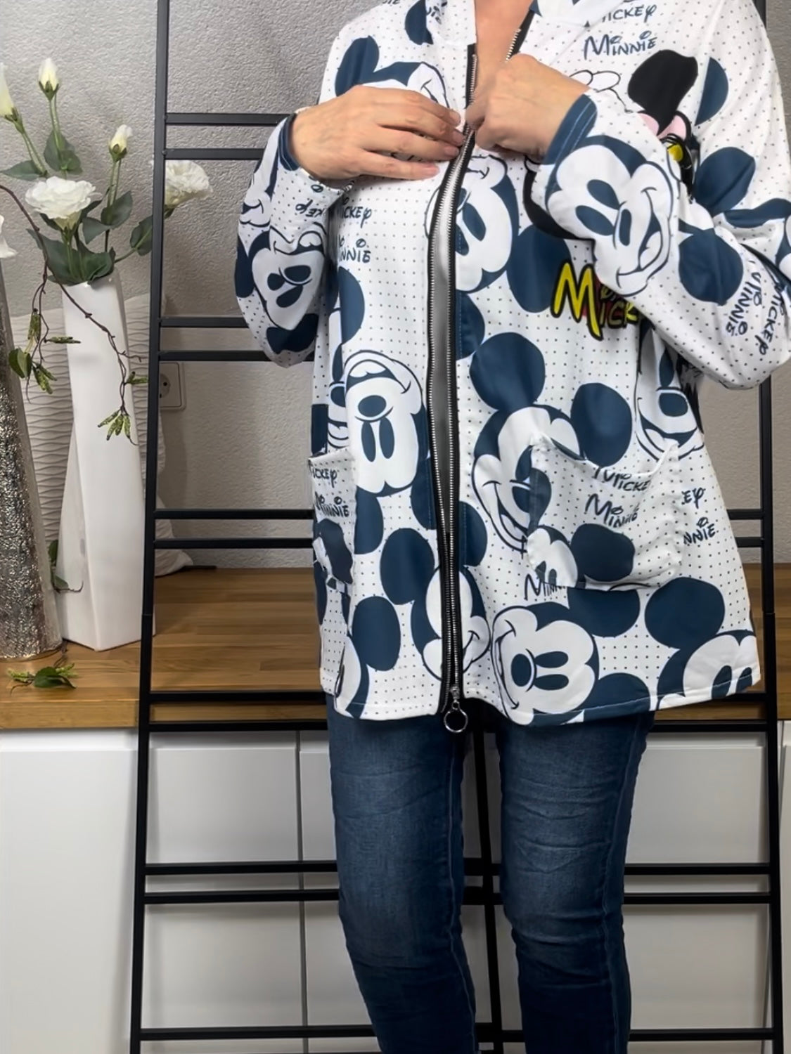 Edle leichte Damen Blusen  - Jacke „Mickey“ mit Kapuze Einheitsgrösse Gr. 38 - 44 in 3 Varianten