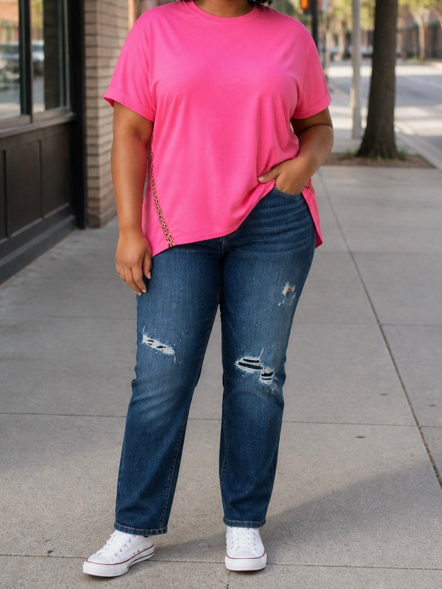 T - Shirt mit „Animal - Print“ in pink