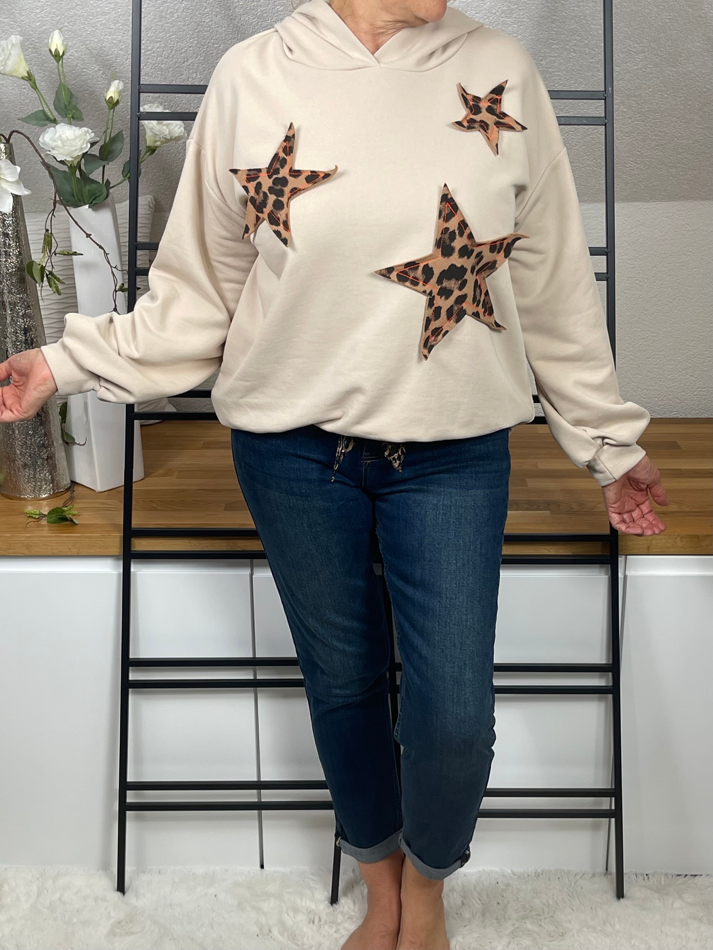 Hochwertiger Damen - Hoodie mit „stylischem Print“ Einheitsgrösse Gr. 36 - 42 in 3 Farben