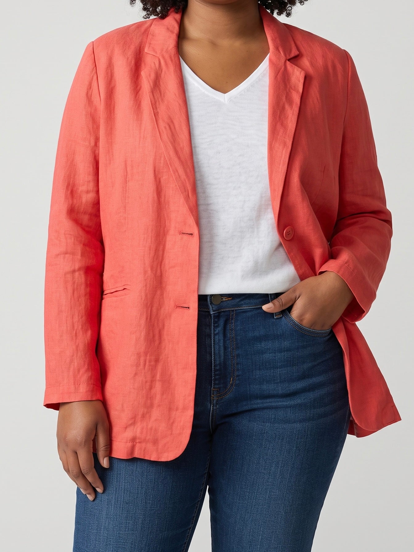 Esvivid Leinen - Blazer in koralle