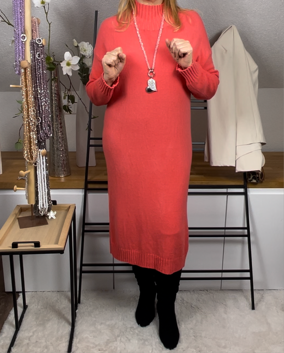 Elegantes Damen- Strick - Kleid Einheitsgröße Gr. 38/40 in 2 Farben