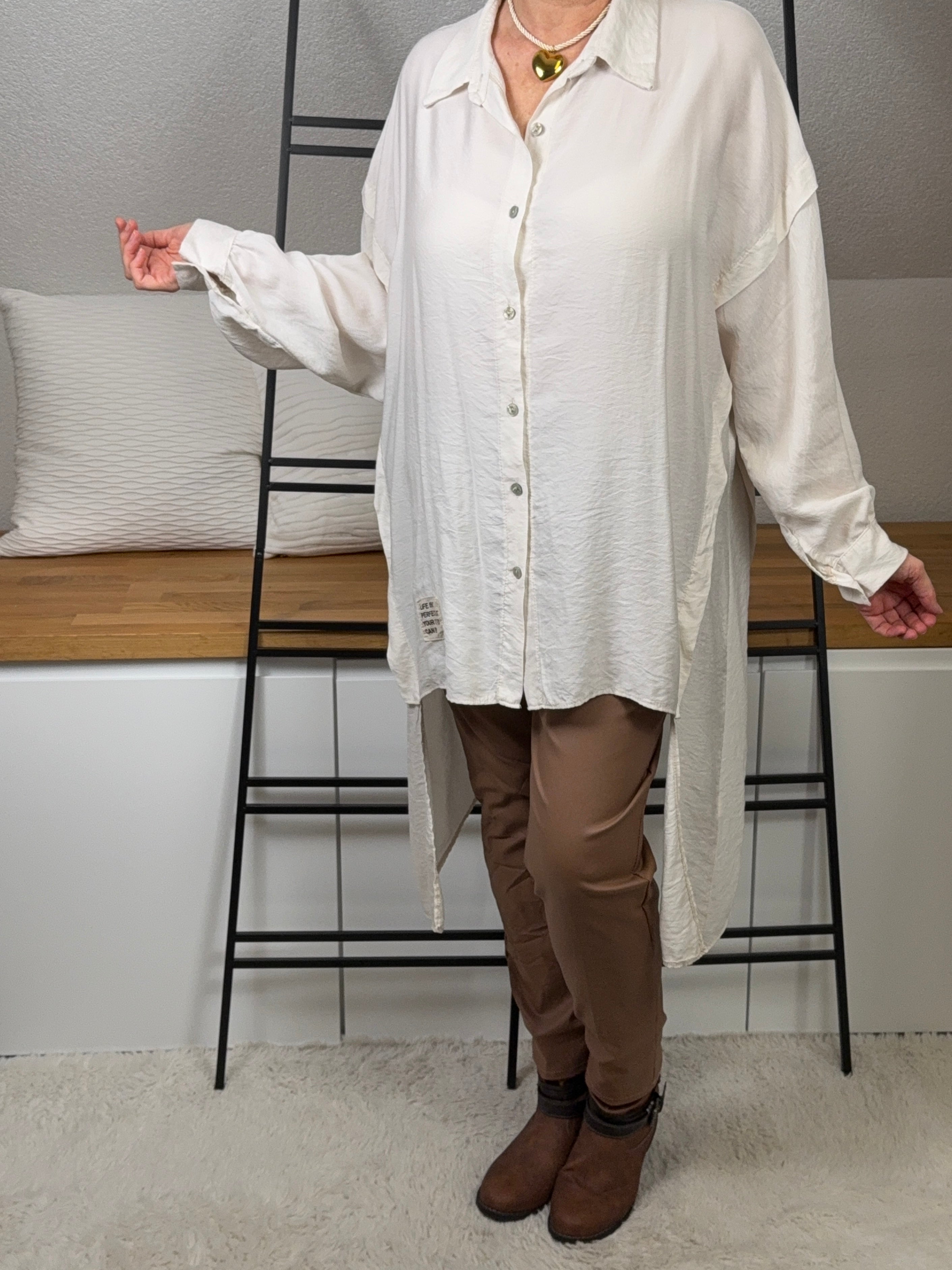 Damen Longbluse Einheitsgröße Gr. 40 - 46 in 2 Farben