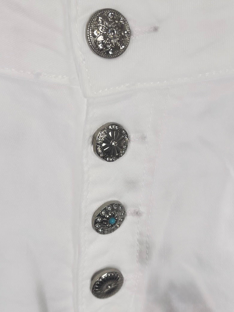 3/4 Jeans mit edler Knopfleiste  in weiß