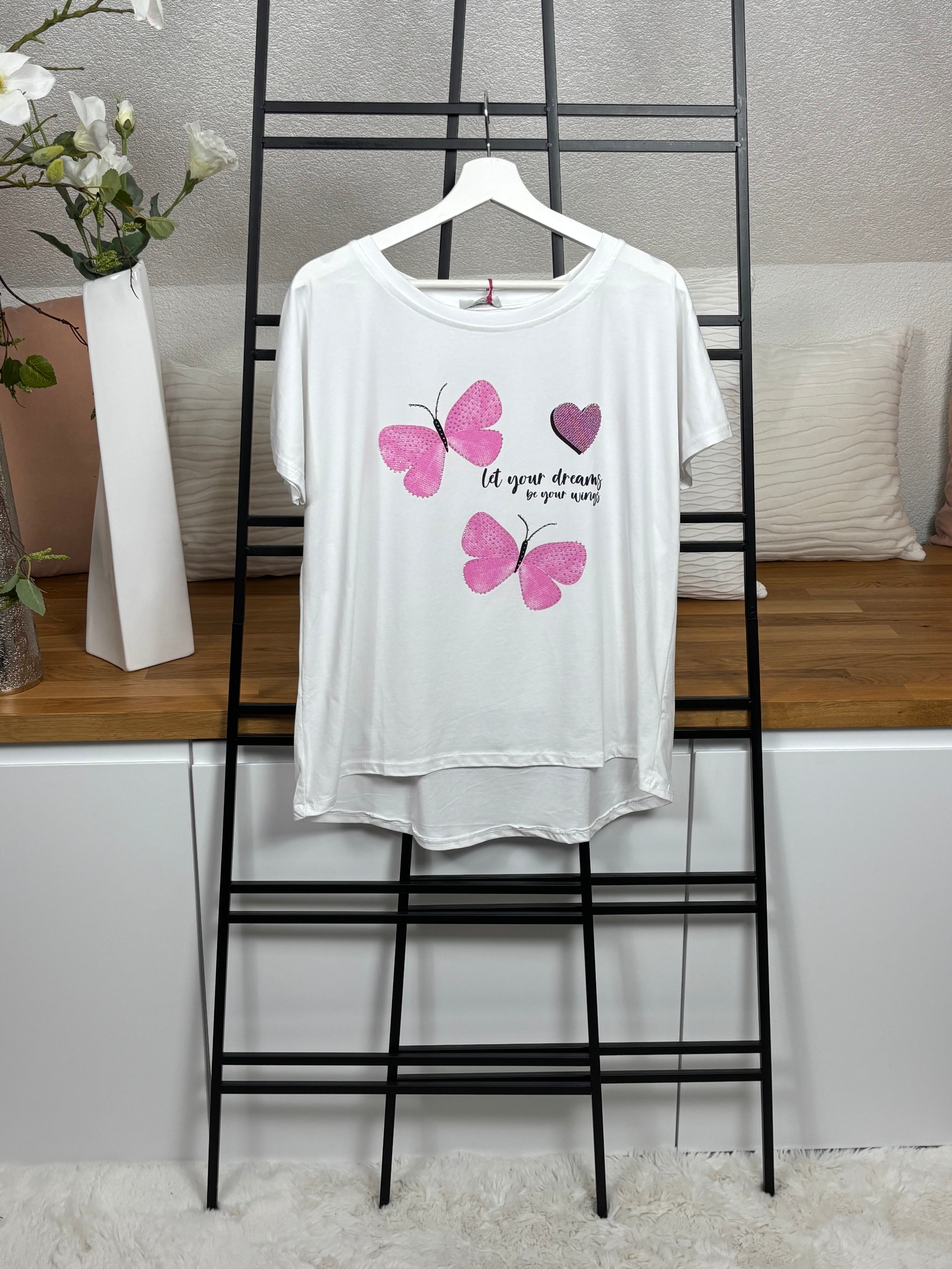 !!!!KEINE RETOURE MÖGLICH!!!! Damen- T - Shirt „Schmetterling“ Einheitsgrösse Gr. 36 - 44 in 3 Farben