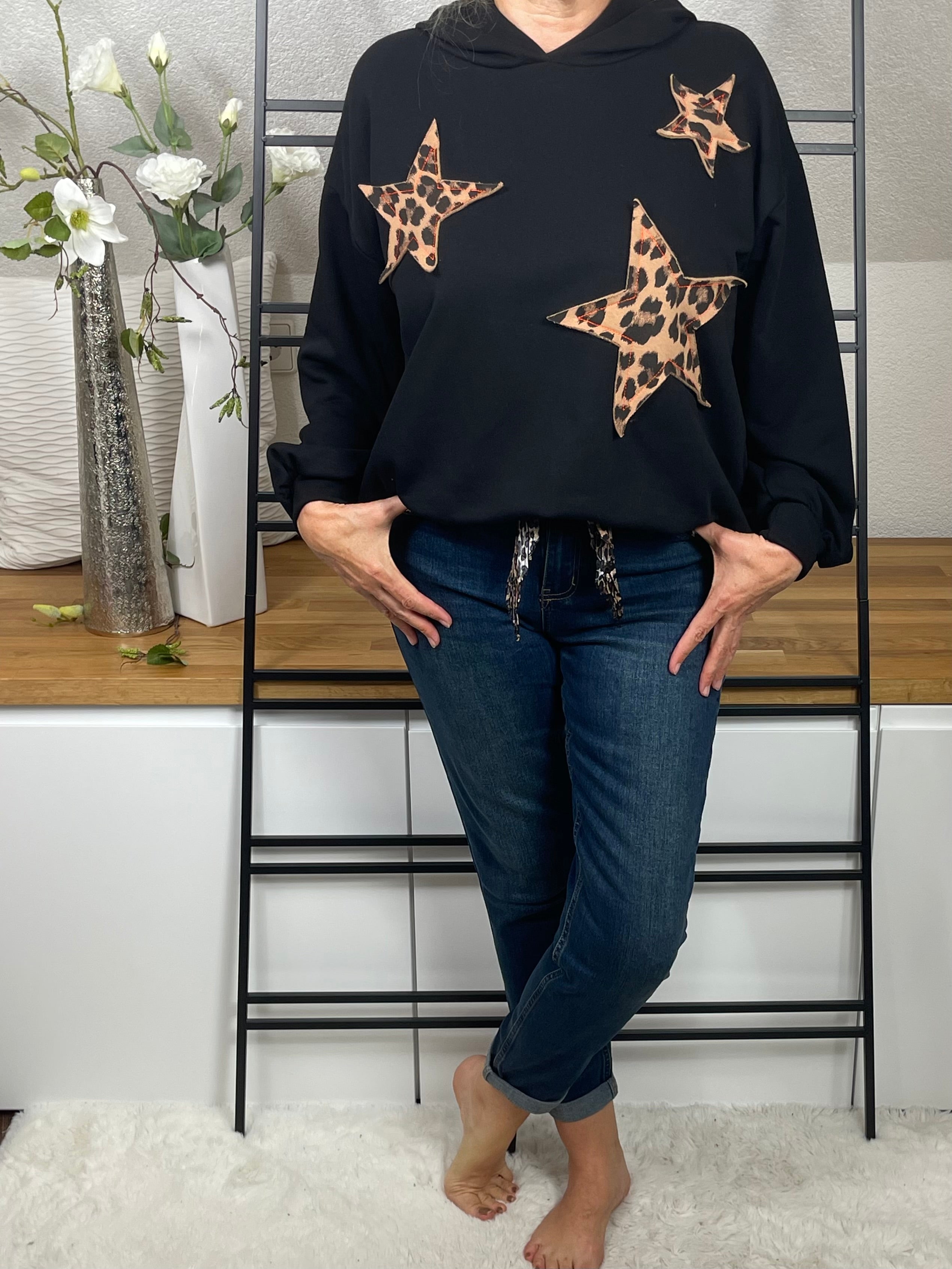 Hochwertiger Damen - Hoodie mit „stylischem Print“ Einheitsgrösse Gr. 36 - 42 in 3 Farben