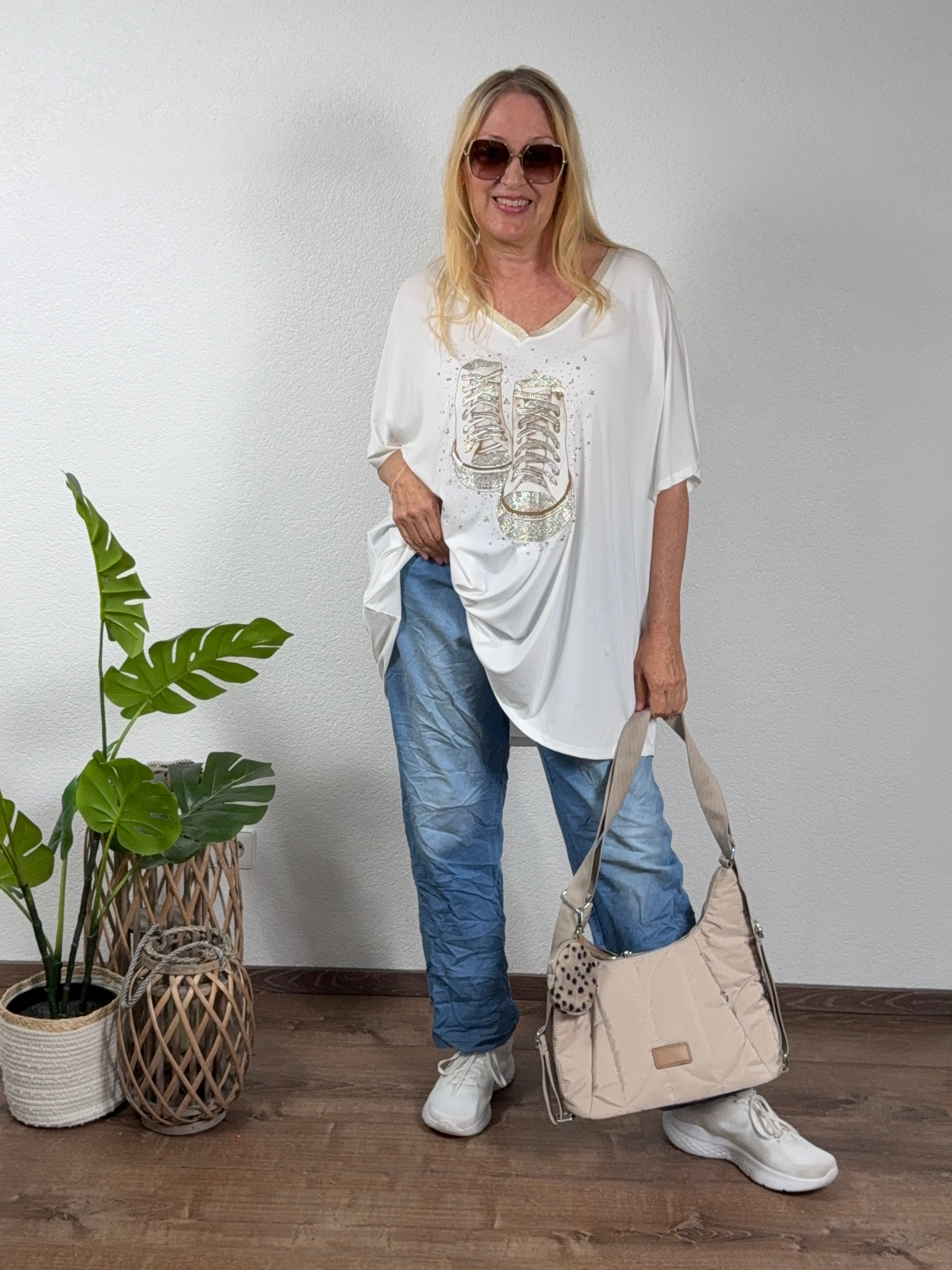 Jeans - Jogpant mit edler Knopfleiste Gr. 46 - 54 in blau