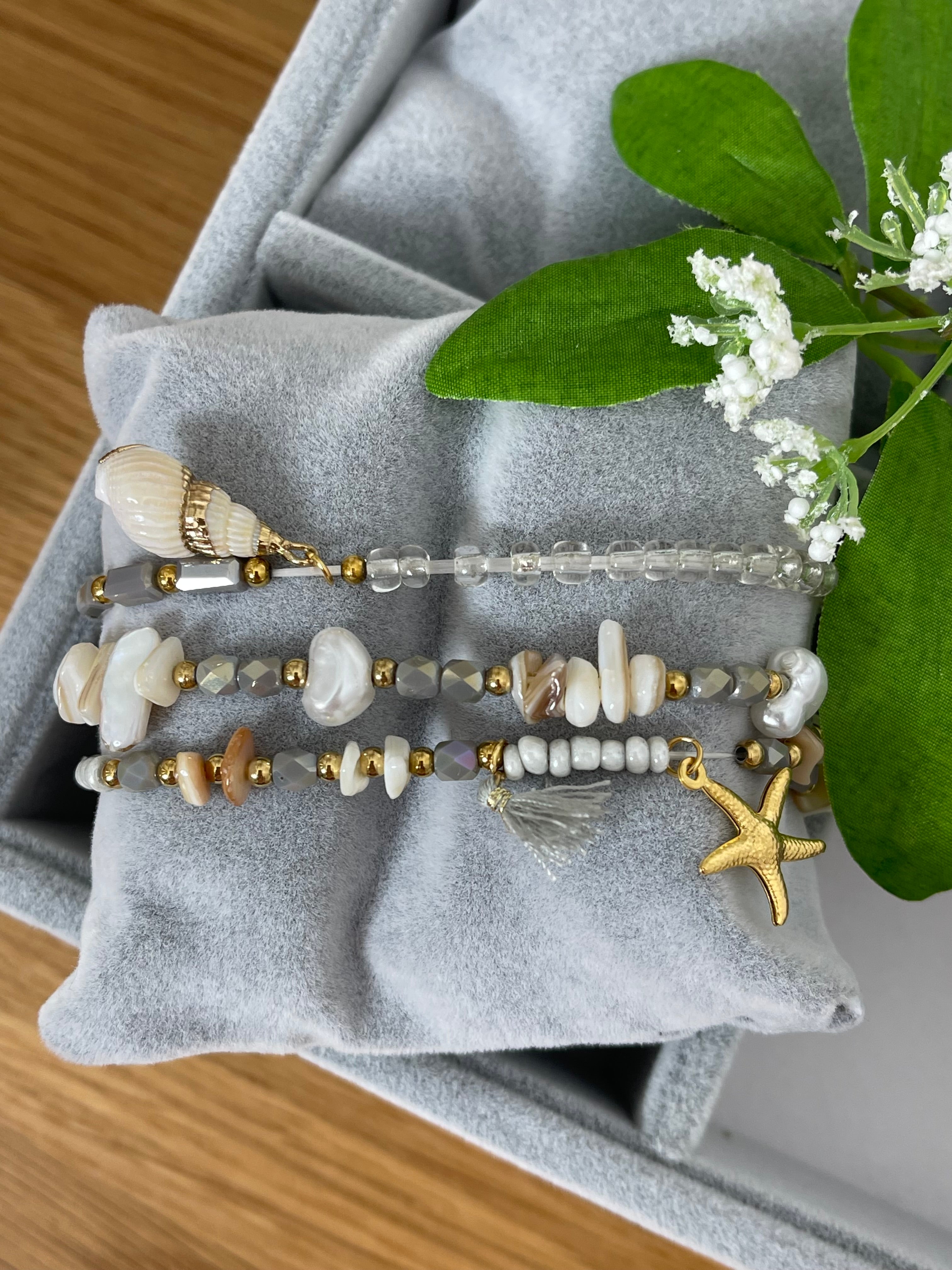 Maritimes Damenarmband im 3er Set in 2 Varianten