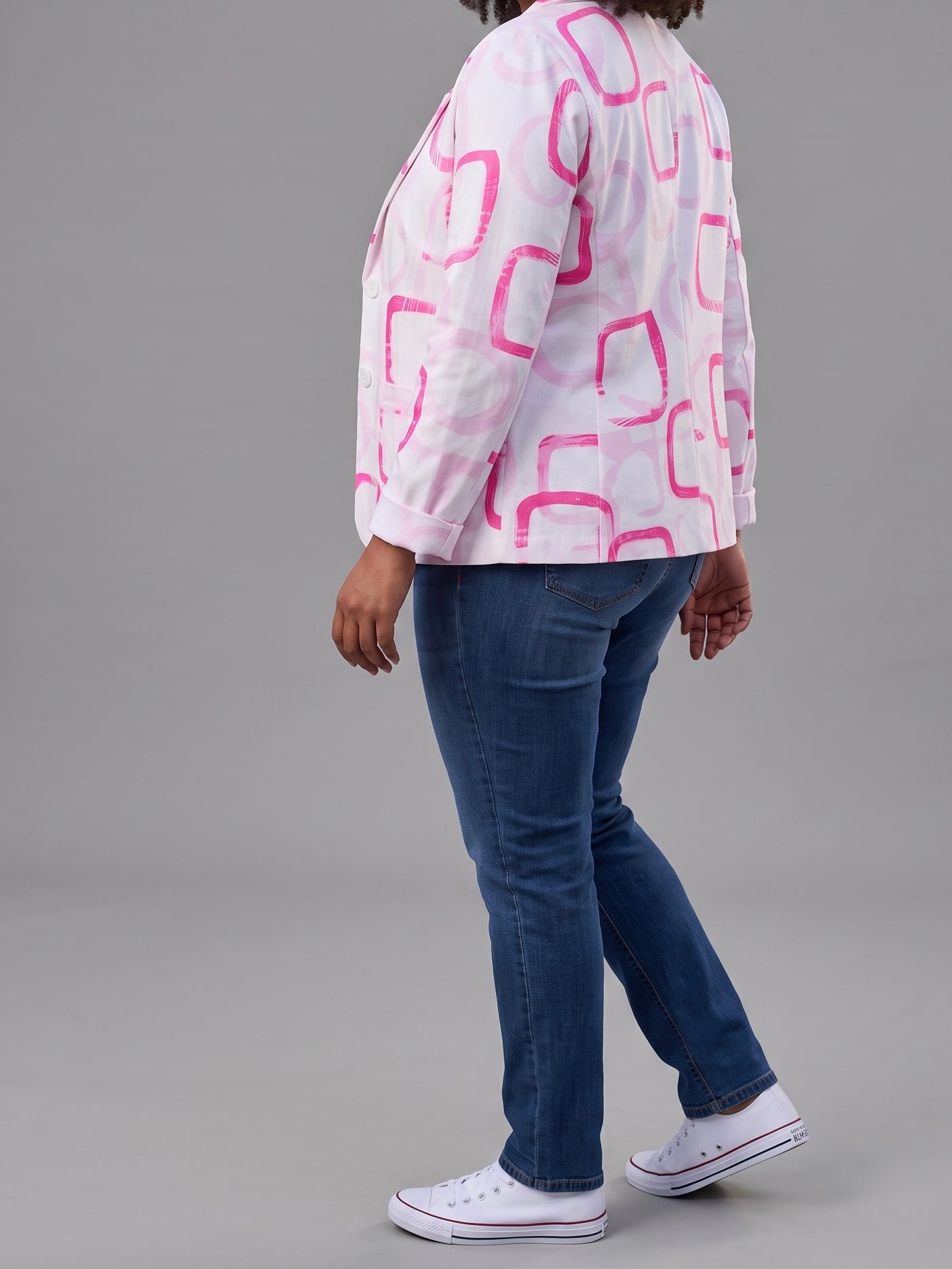 Blazer mit modernem Strukturmuster Einheitsgröße Gr. 38 - 42 in weiß - pink