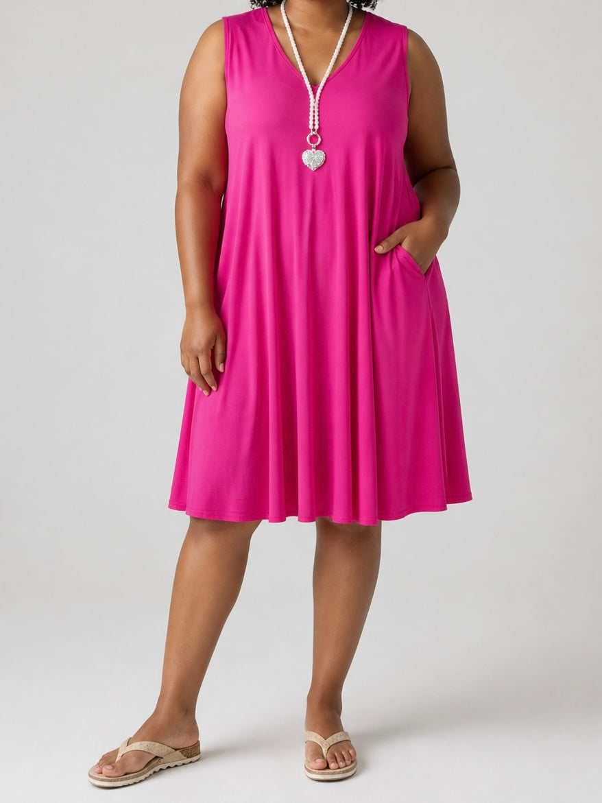 Ärmelloses Kleid Einheitsgröße Gr. 38 - 46 in 2 Farben