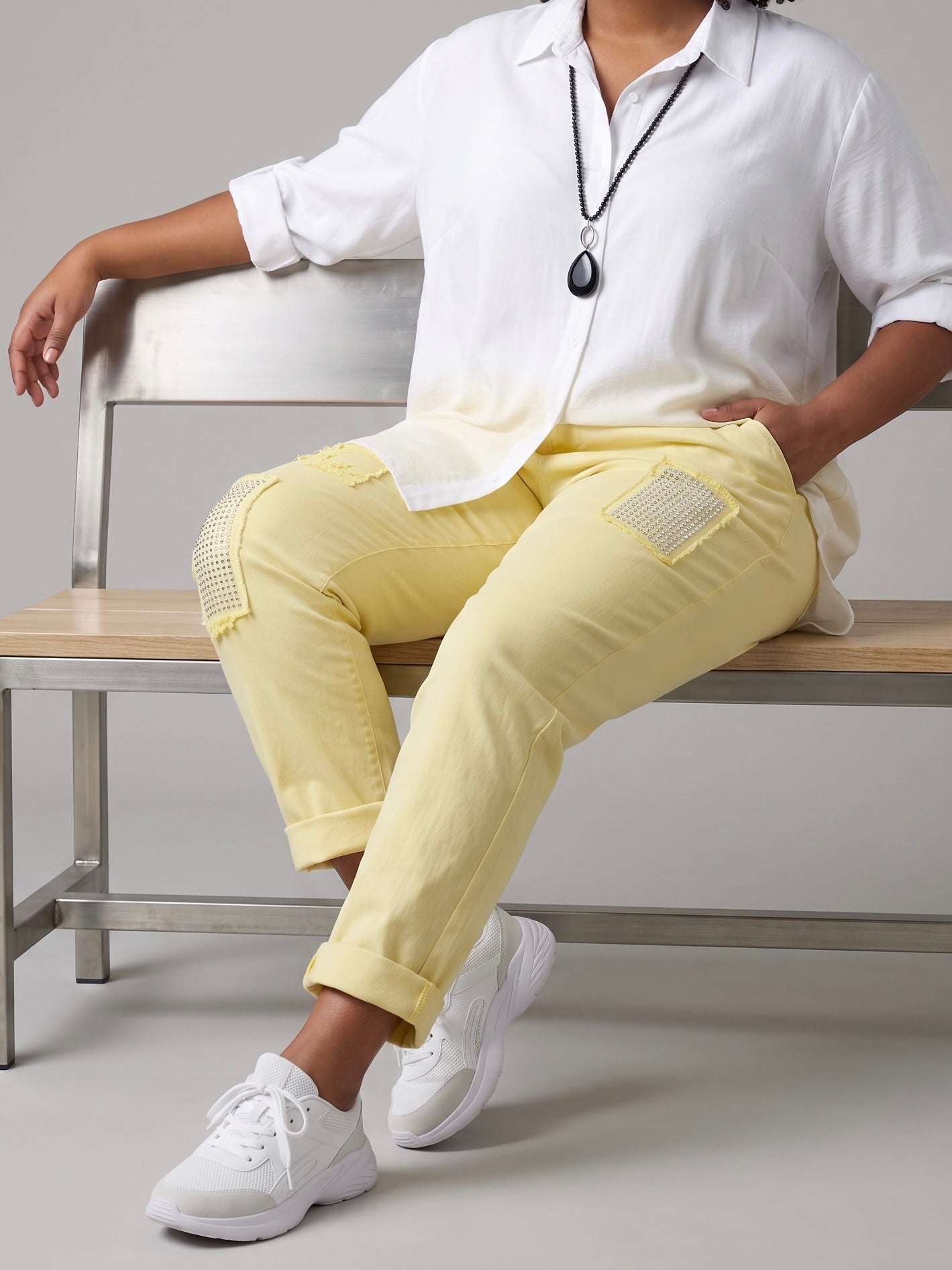 Longbluse mit 3/4 Arm in weiß
