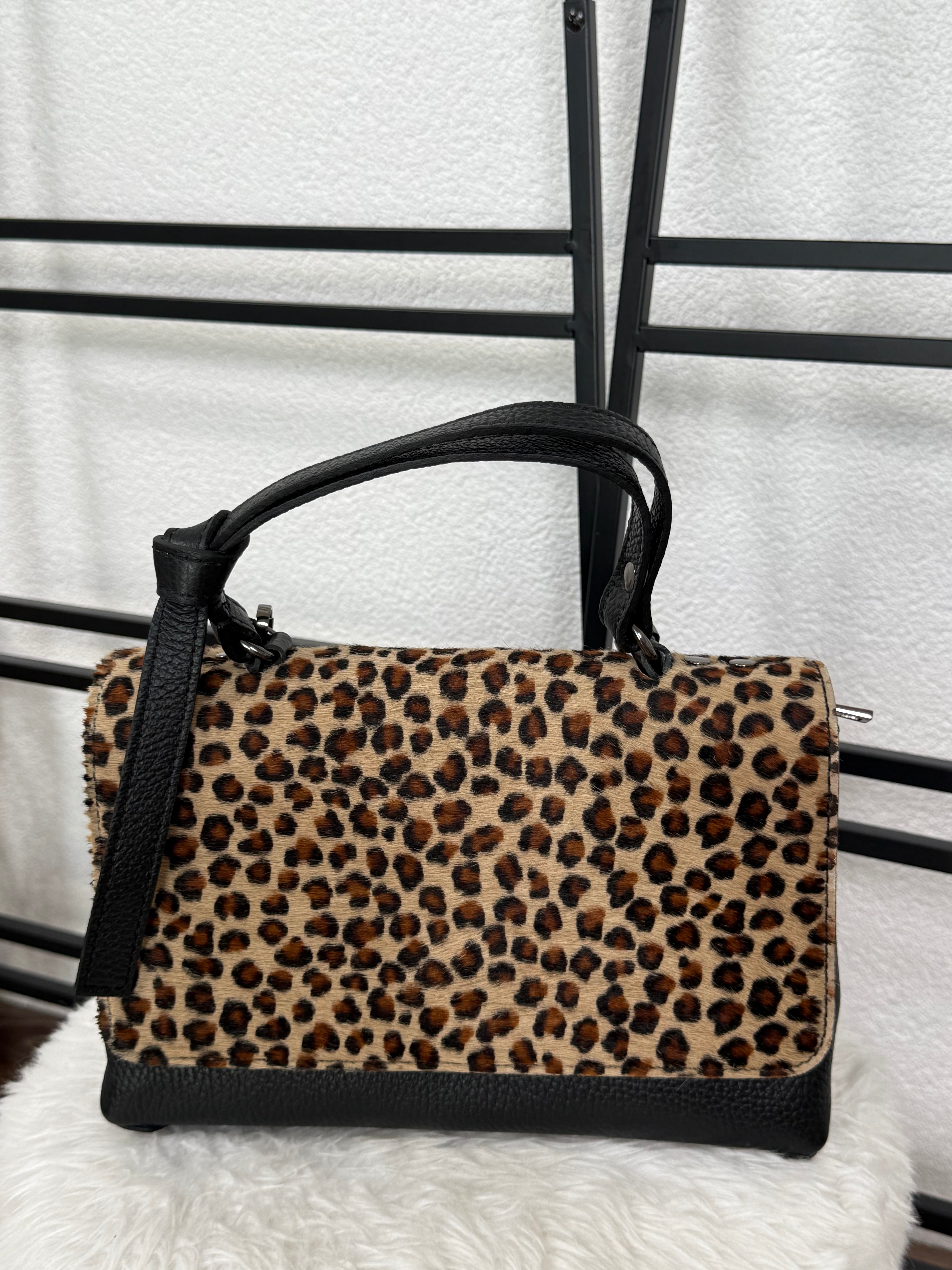 Echtleder Tasche „Animal - Print“ in schwarz - braun