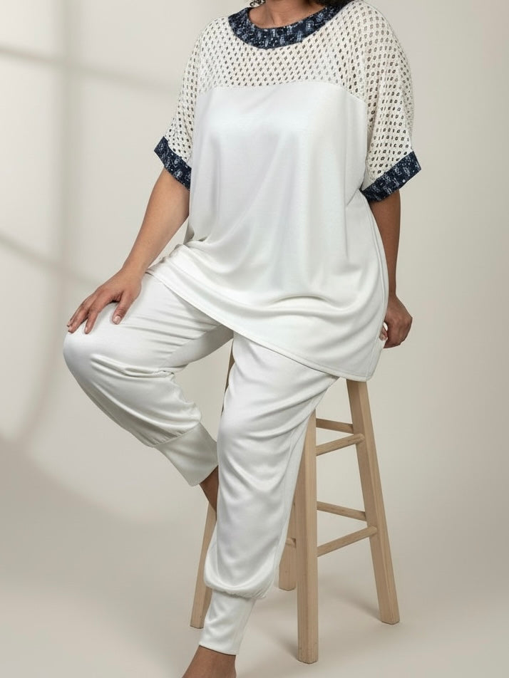 T - Shirt „Fluffi „Elegance“ in weiß- blau